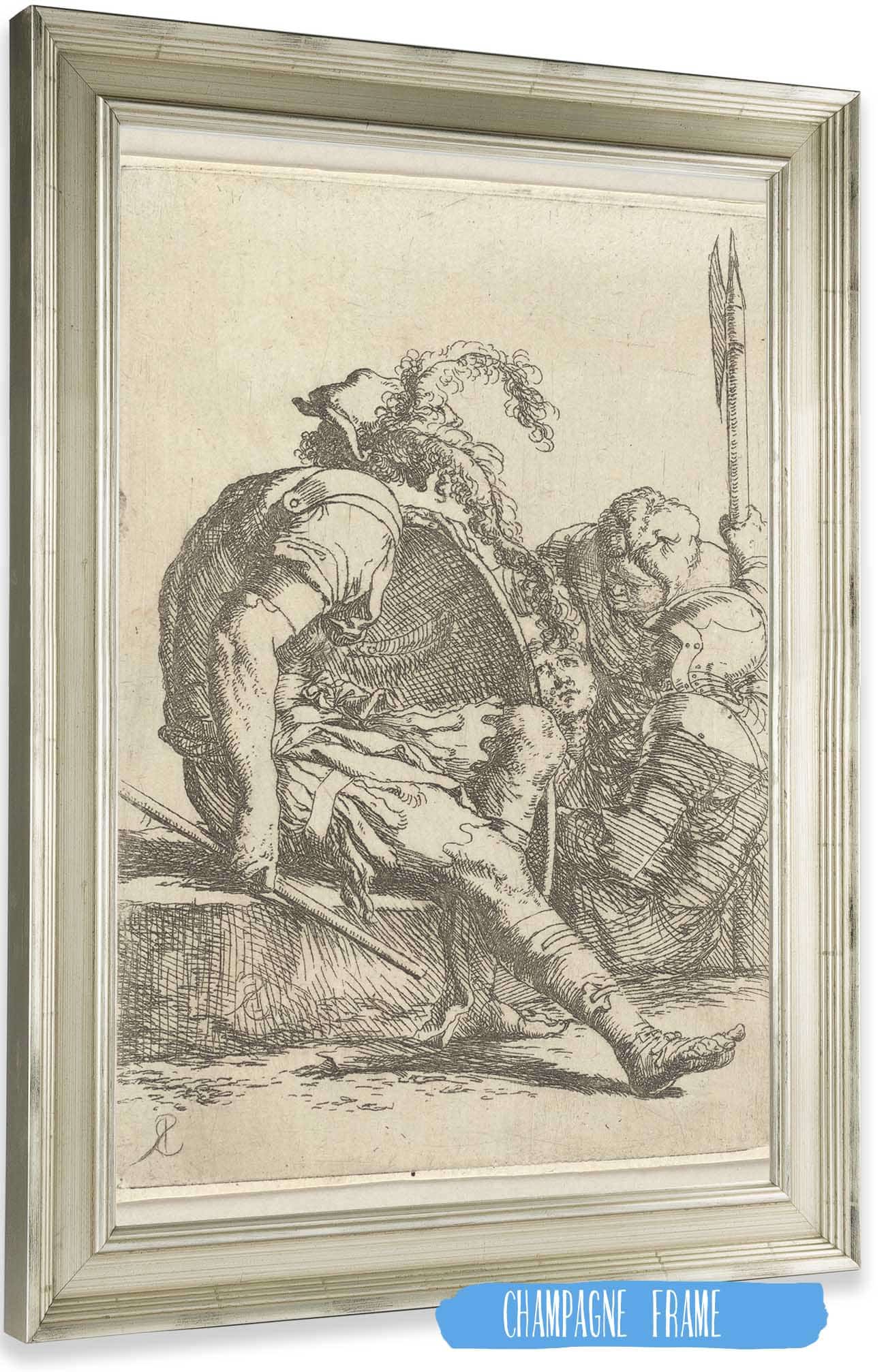 Four Soldiers One Seated On A Stone At The Left by Salvator Rosa