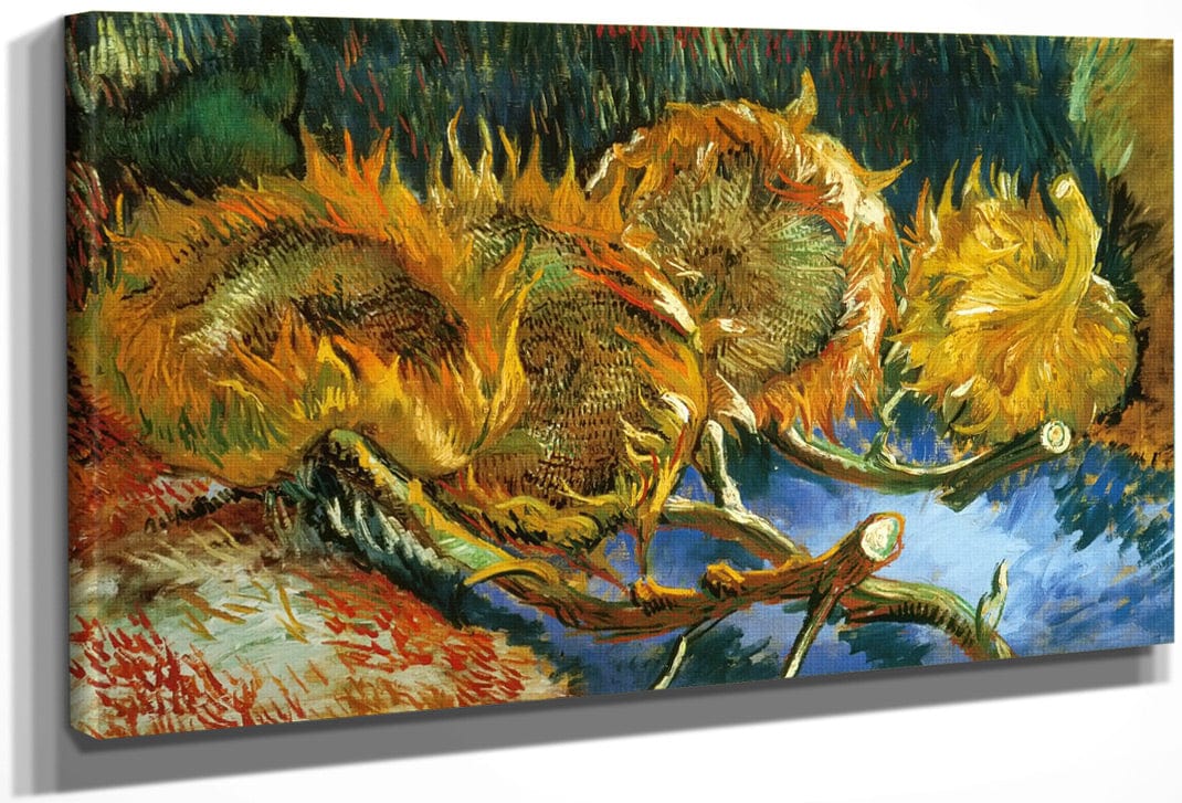Four Sunflowers Gone To Seed By Vincent Van Gogh