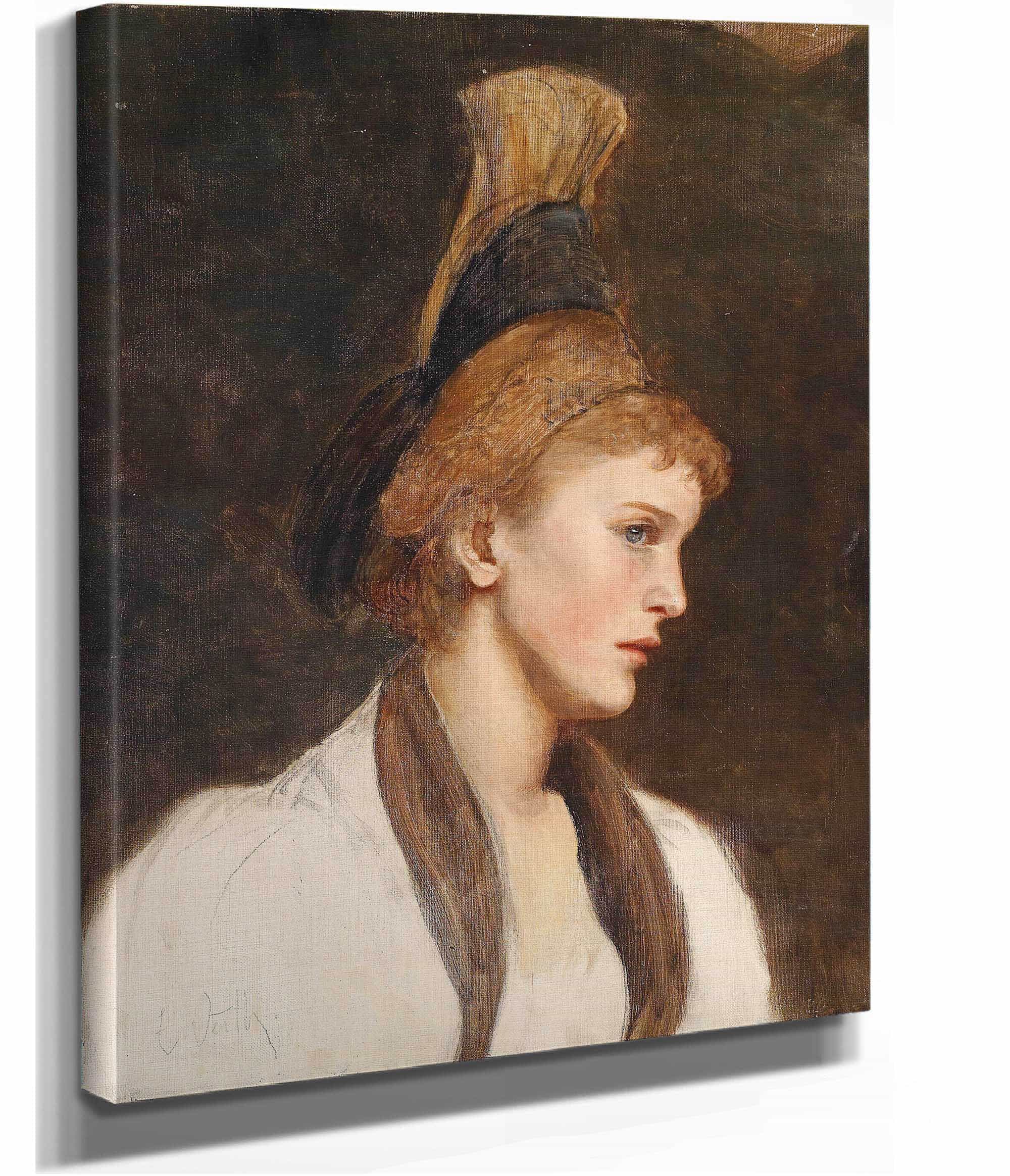 Frau Im Profil Mit Goldhaube by Eduard Veith - Image 2