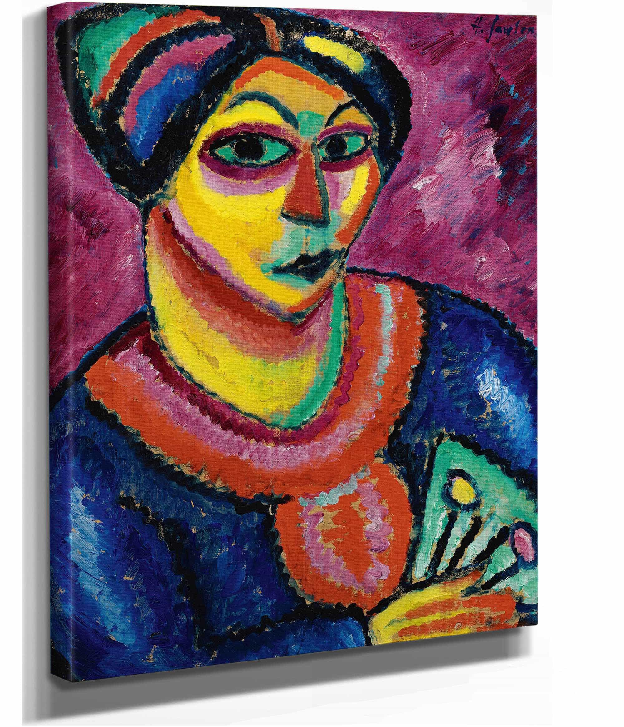 Frau Mit Grunem Facher Woman With A Green Fan by Alexej Von Jawlensky - Image 2