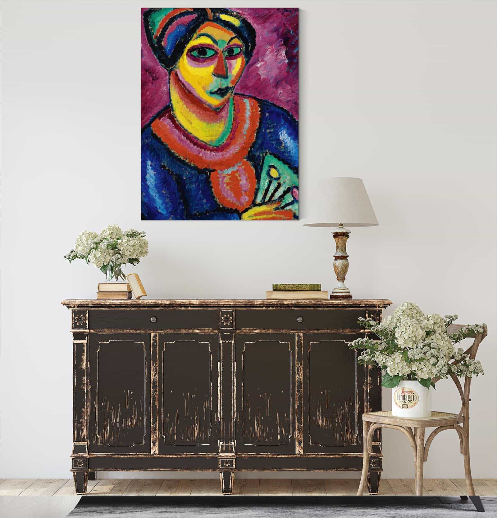 Frau Mit Grunem Facher Woman With A Green Fan by Alexej Von Jawlensky - Image 4