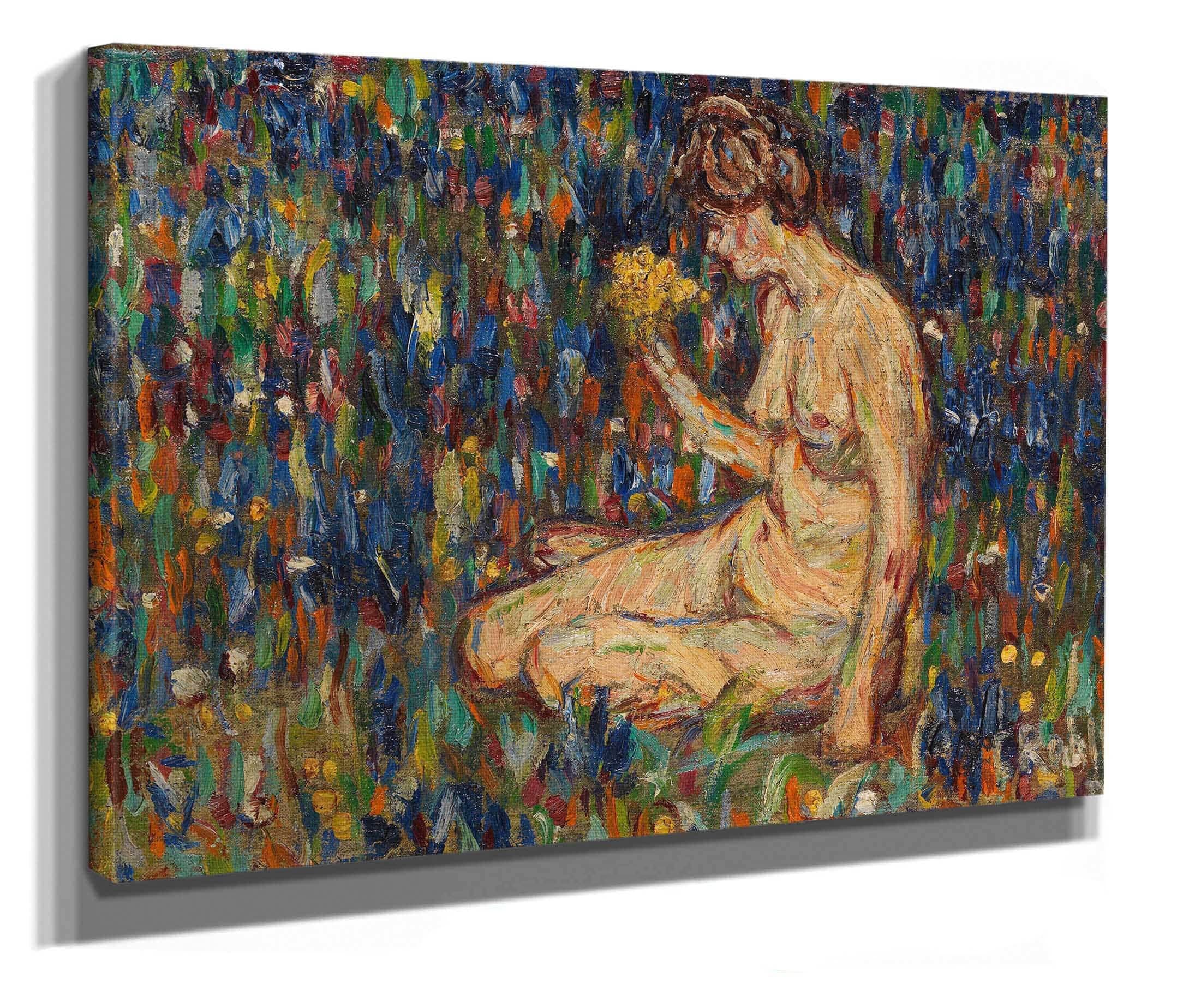 Frauenakt Mit Gelbem Blumenstraub Madchen Auf Der Wiese by Christian Rohlfs - Image 2