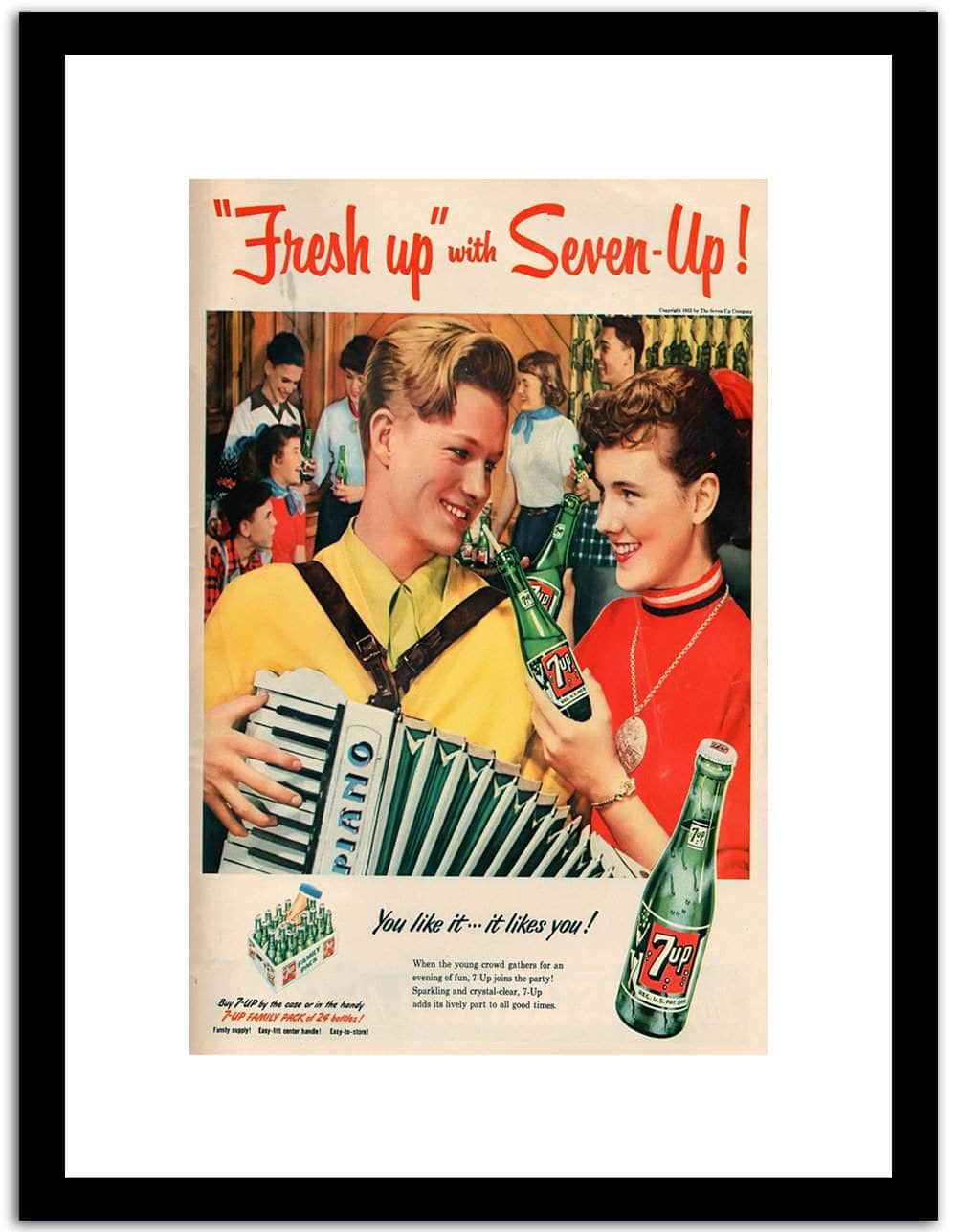 Fresh Up Whit Seven Up  Vintage Poster