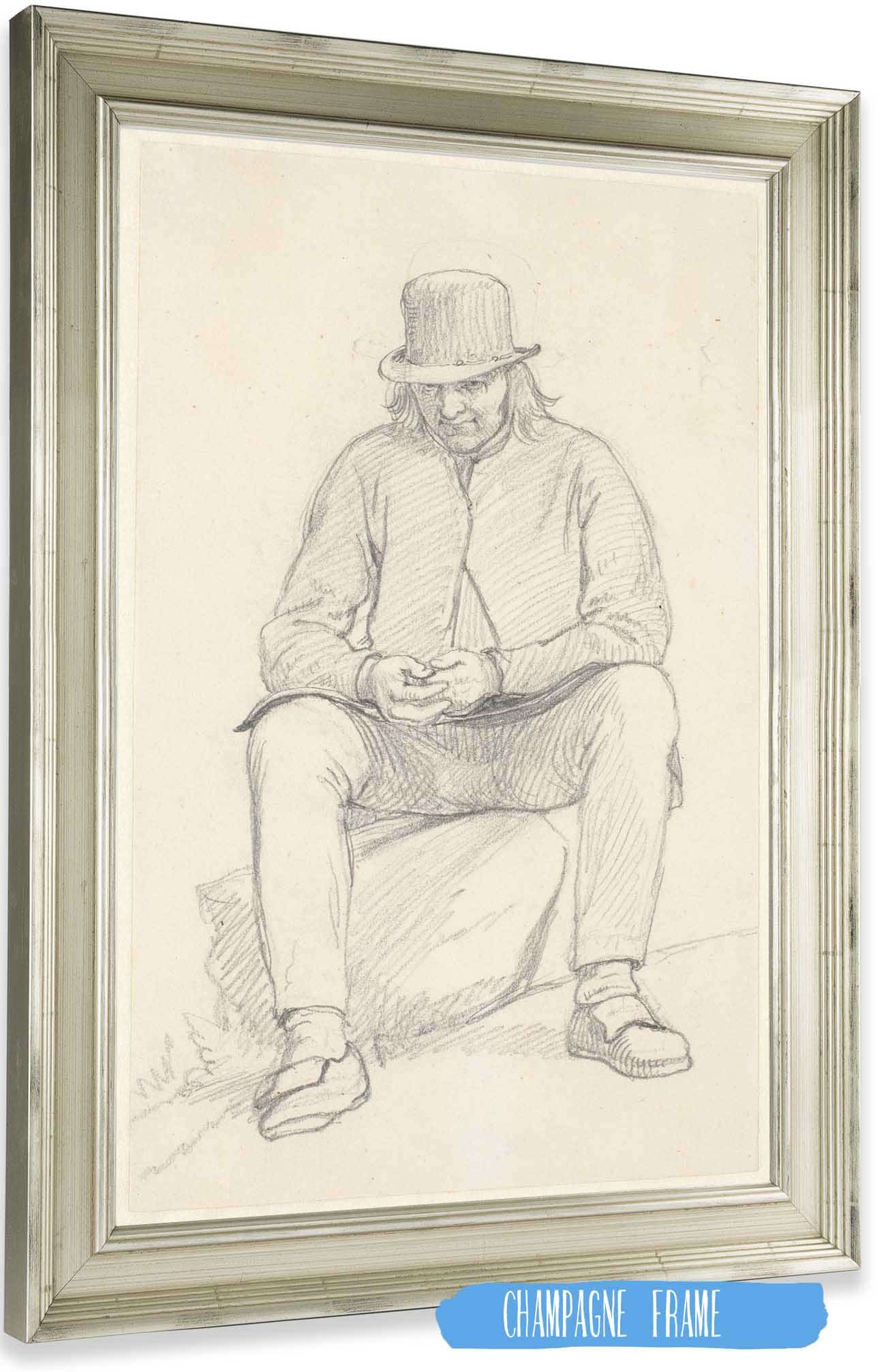 Gammel Svensk Bonde Siddende Pa En Sten by Wilhelm Marstrand