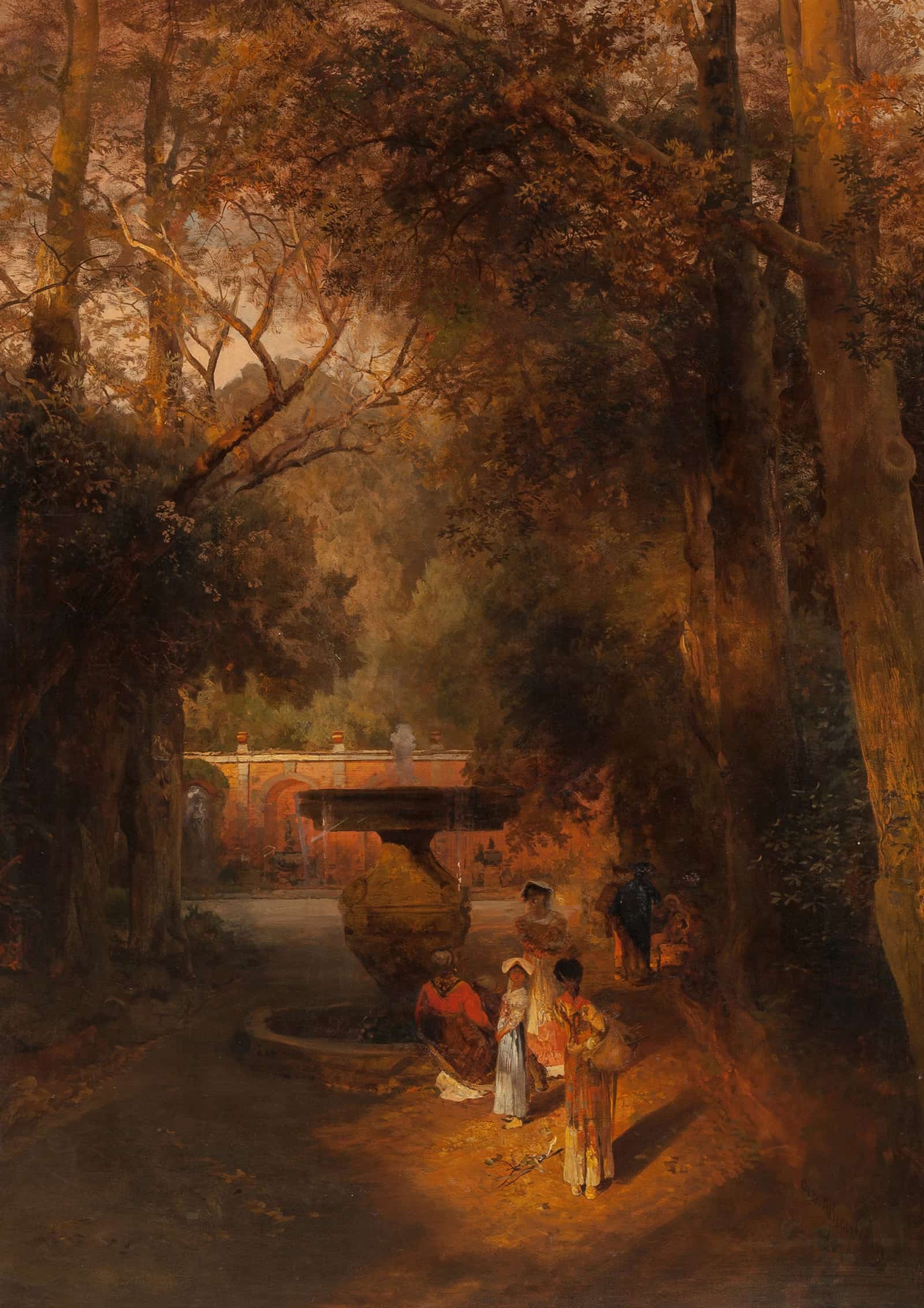Gardens And Fountain Of The Villa Torlonia Frascati Rome by Oswald Achenbach