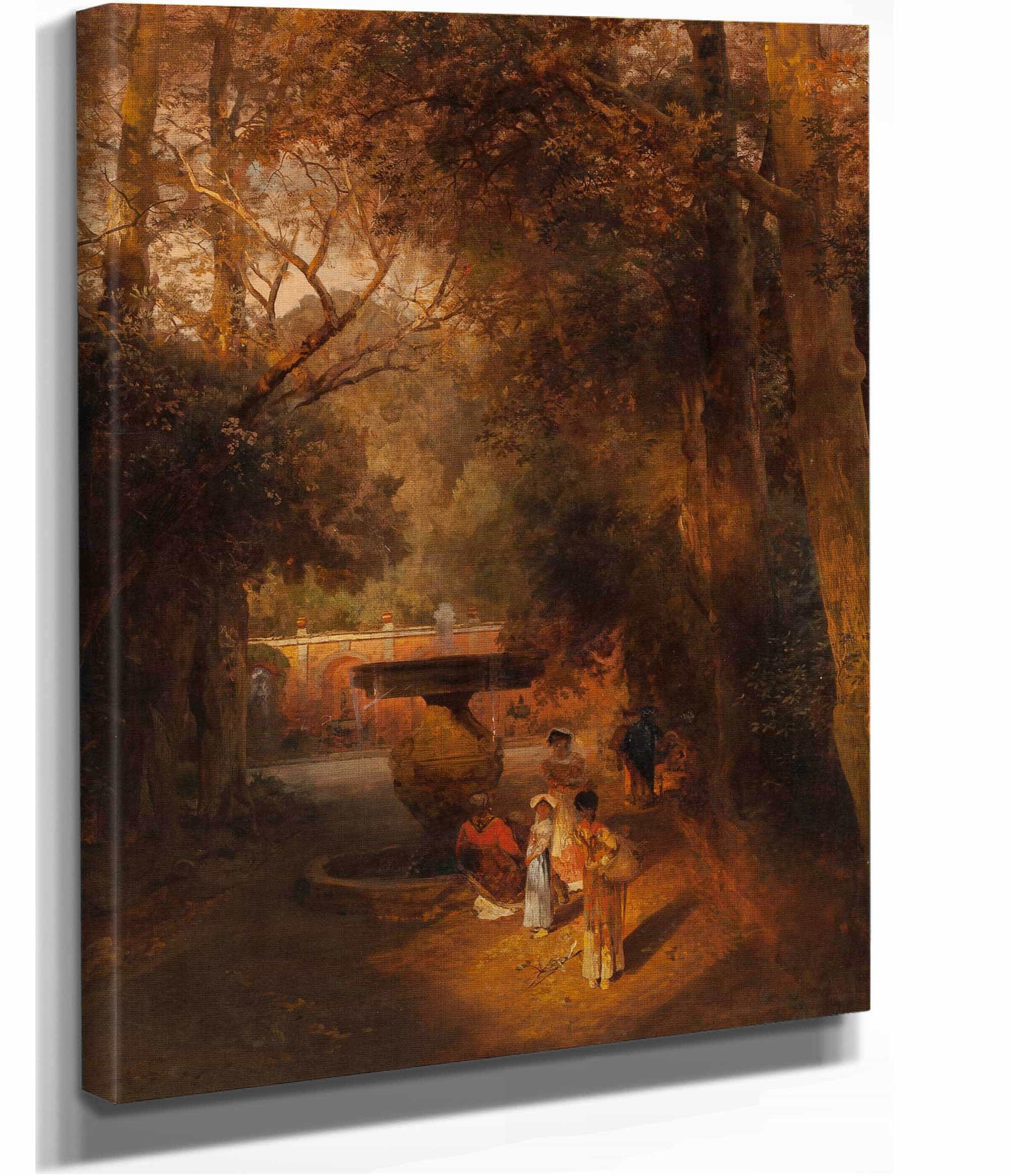 Gardens And Fountain Of The Villa Torlonia Frascati Rome by Oswald Achenbach - Image 2