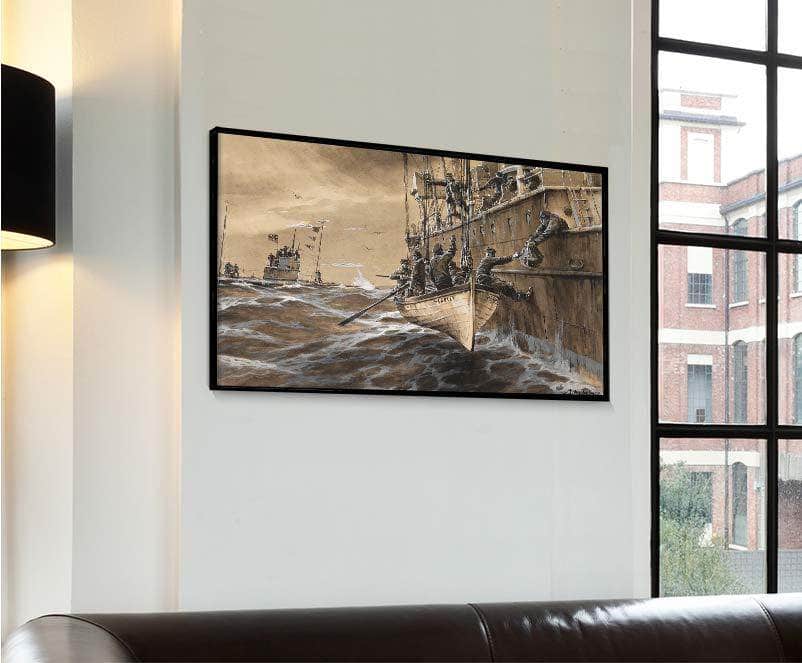 German Submarine British Falle Headley Painting Willy Stower Canvas Art - Image 4