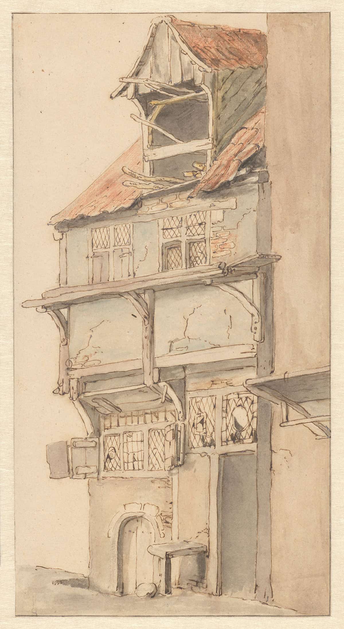 Gevel Van Een Hoekhuis Met Open Dakkapel by Adriaen Van Ostade - Image 3