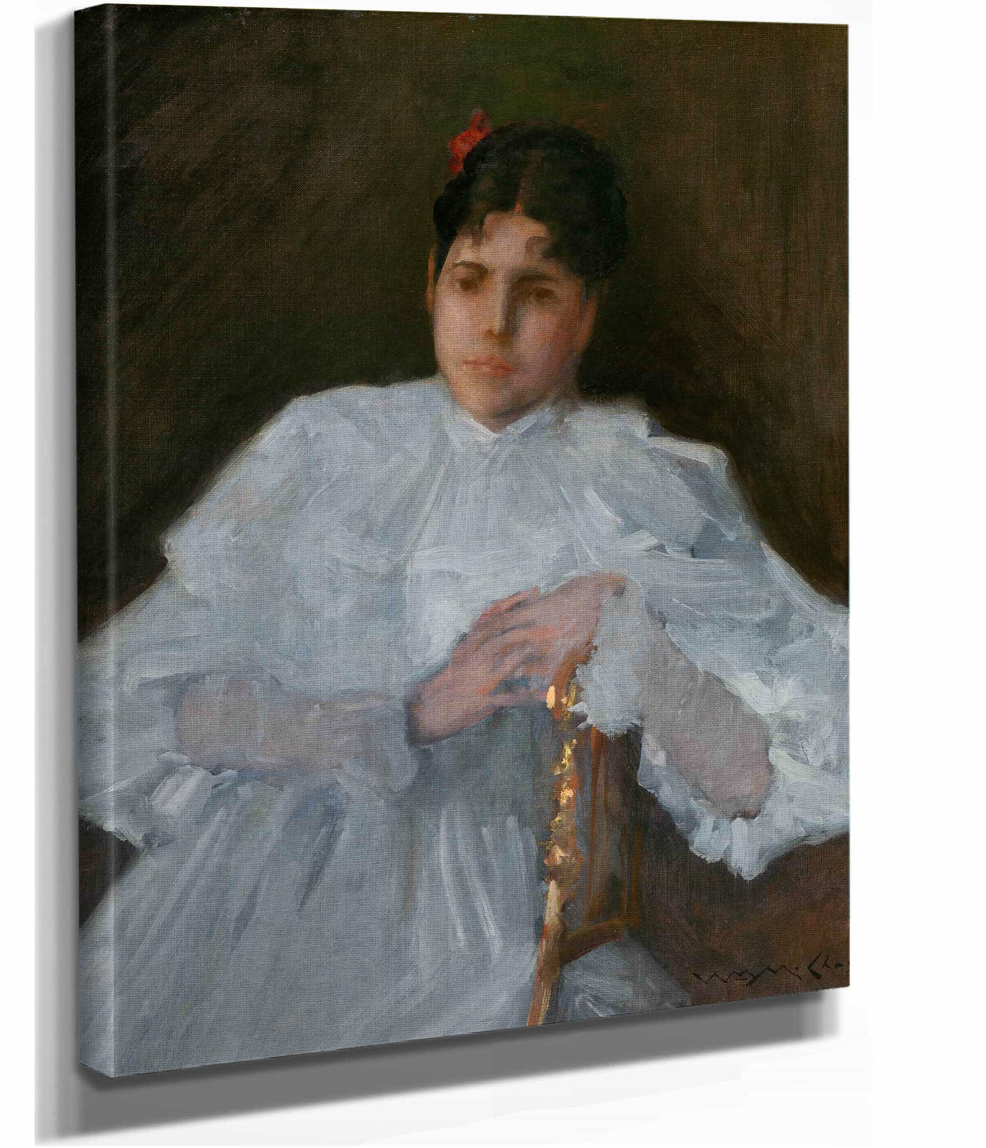 Girl In White by William Merritt Chase - Image 2
