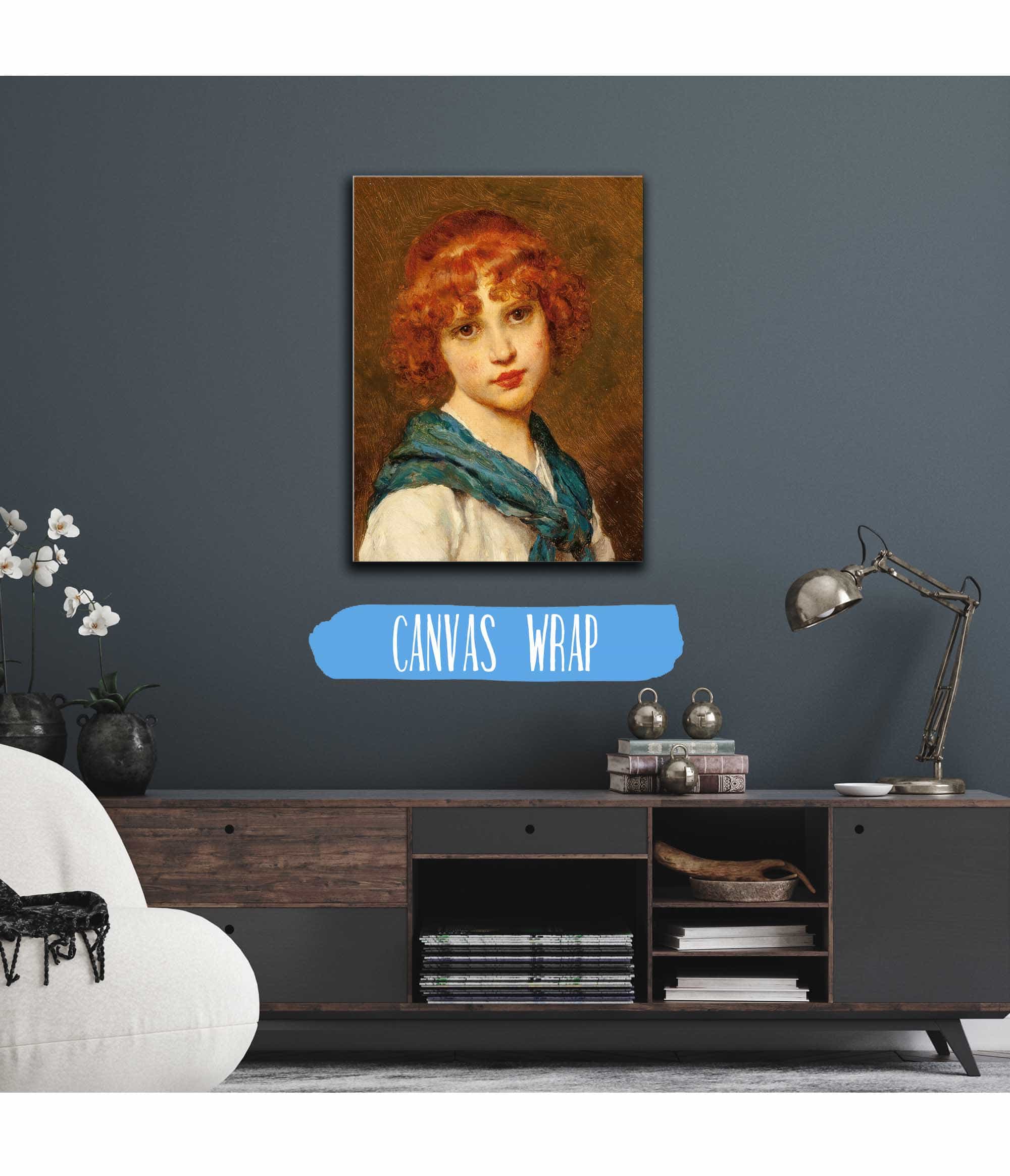 Girl With A Blue Scarf by Eugen Von Blaas - Image 3