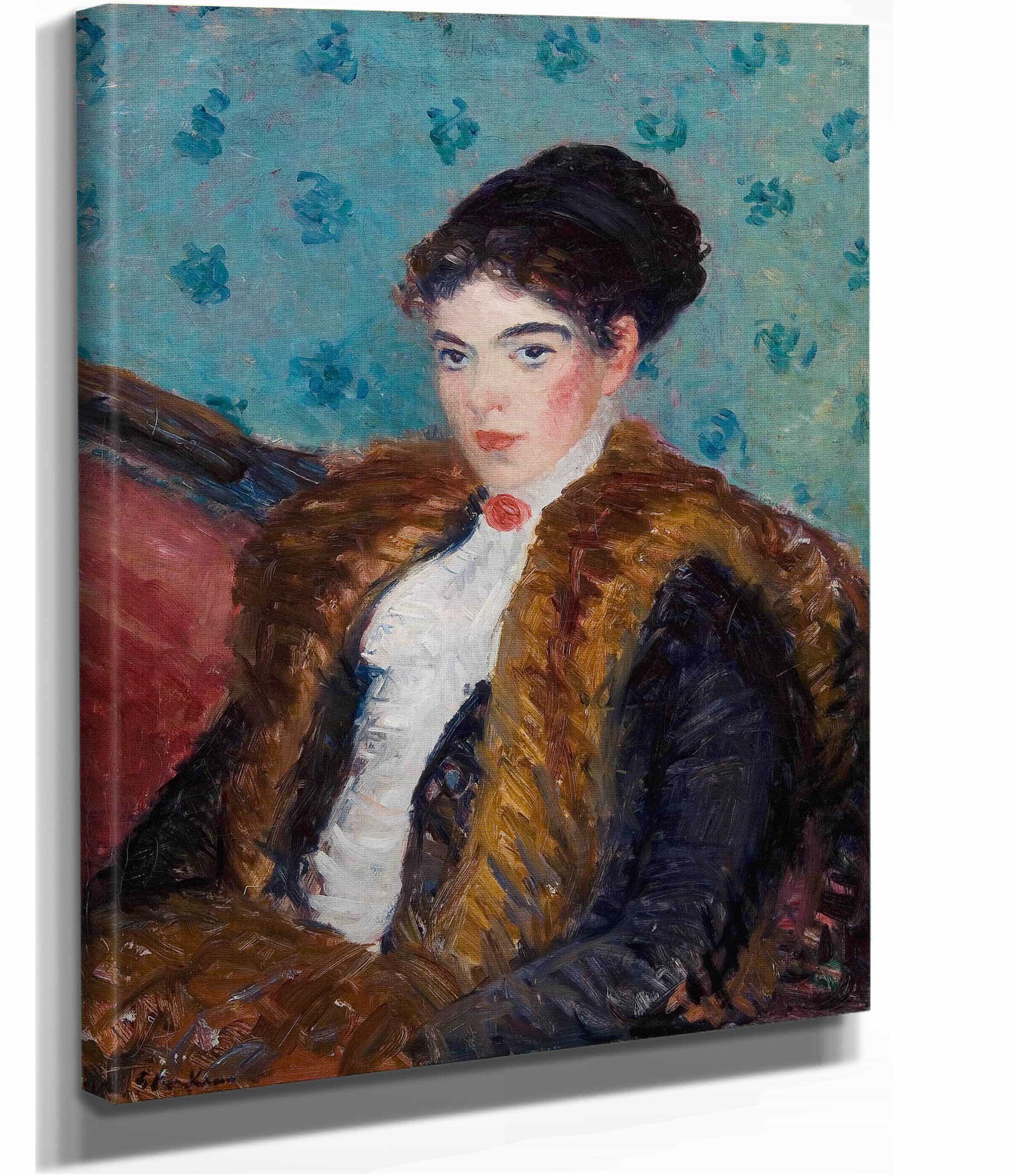 Girl With Fox Furs by William James Glackens - Image 2