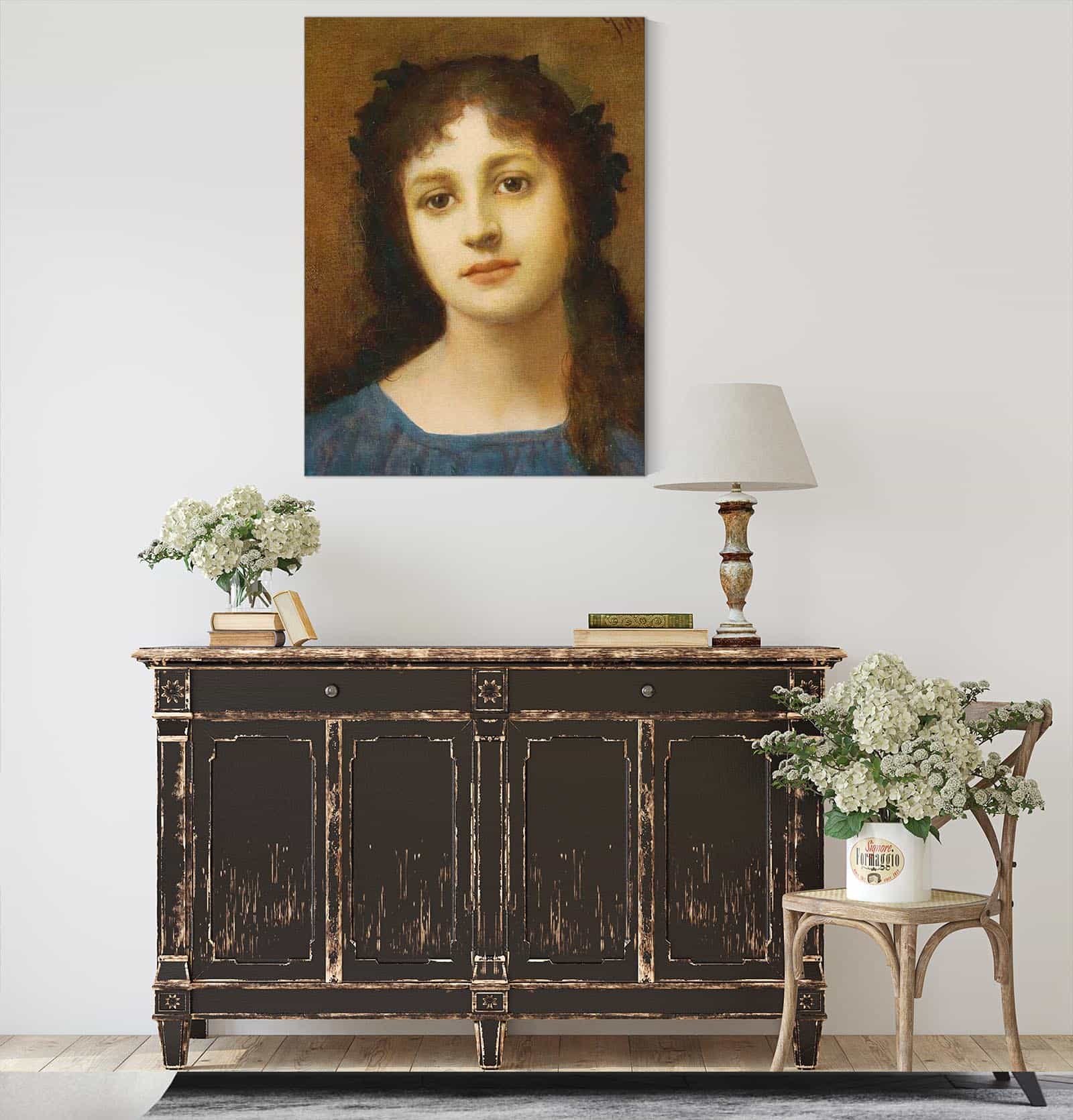 Girl With Vine Leaves In Her Hair by Gabriel Von Max - Image 4