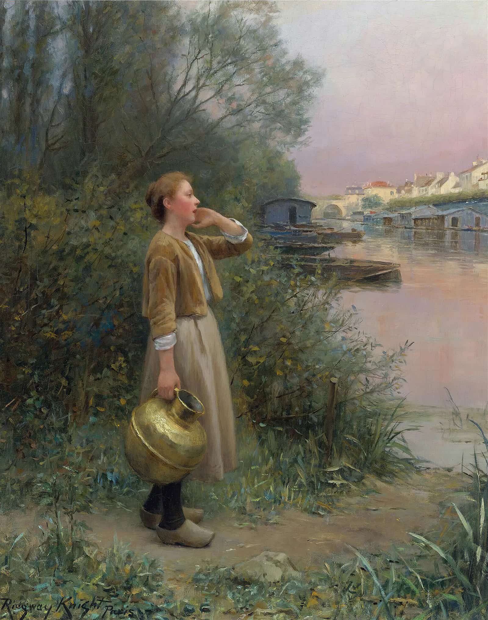 Girl With Water Jug by Daniel Ridgway Knight