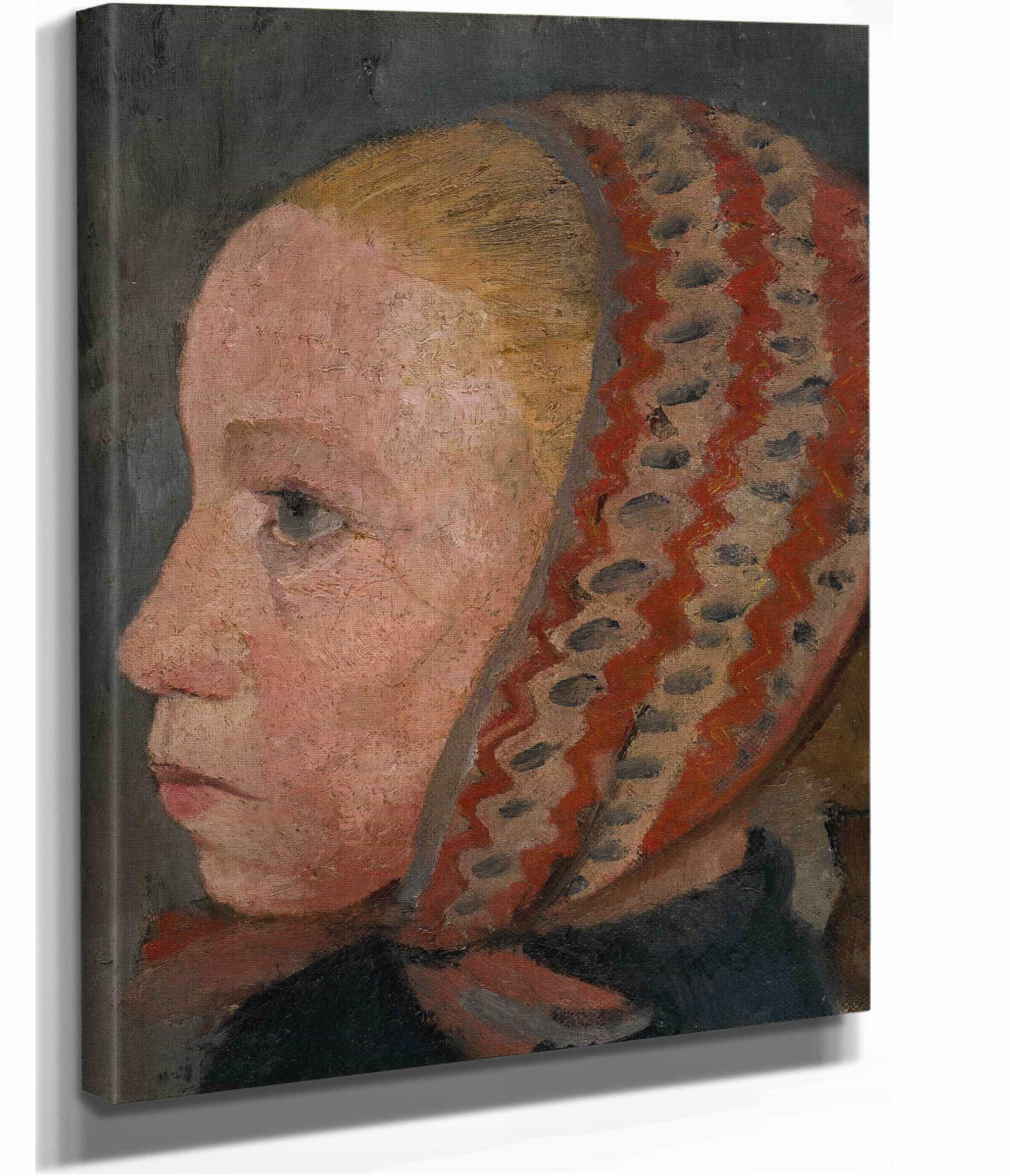 Girls Head With A Striped Cap In Profile To The Left by Paula Modersohn Becker - Image 2