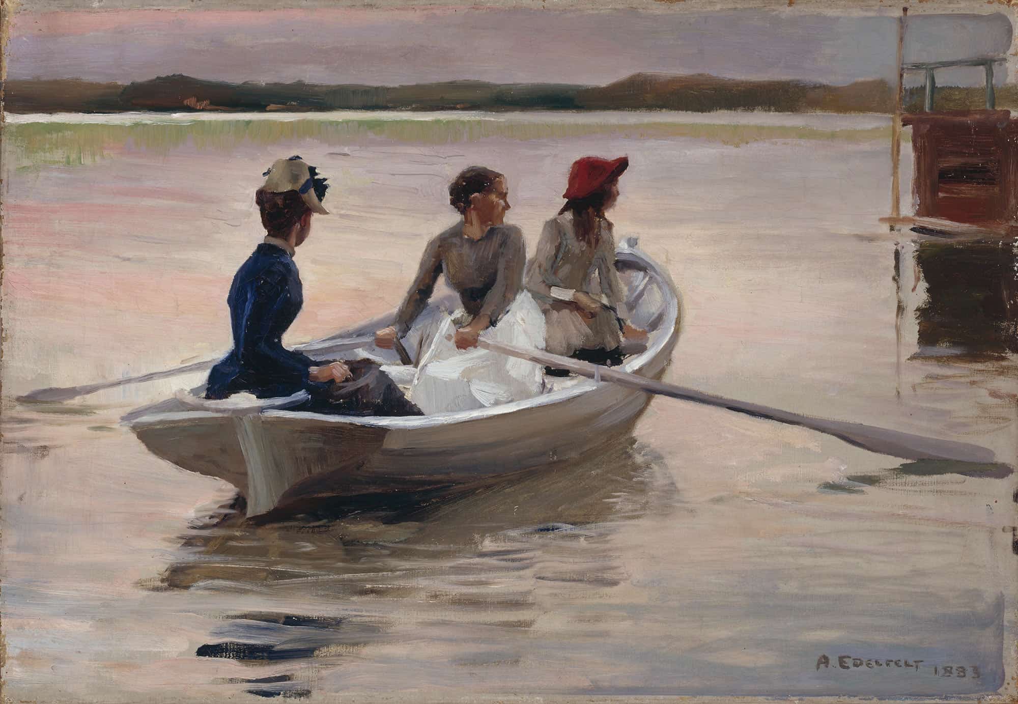 Girls In A Rowing Boat Summer In The Archipelago by Albert Edelfelt