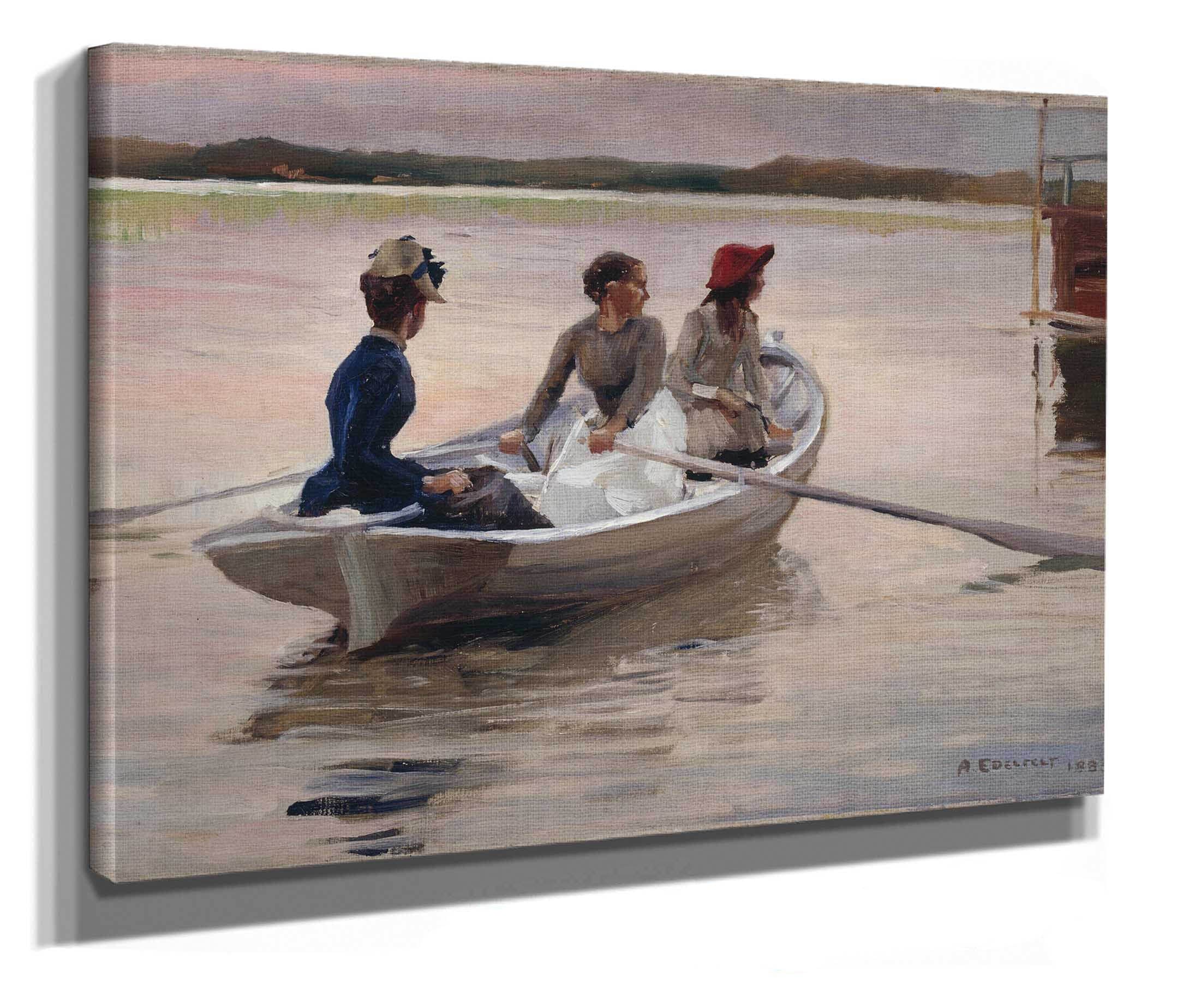 Girls In A Rowing Boat Summer In The Archipelago by Albert Edelfelt - Image 2