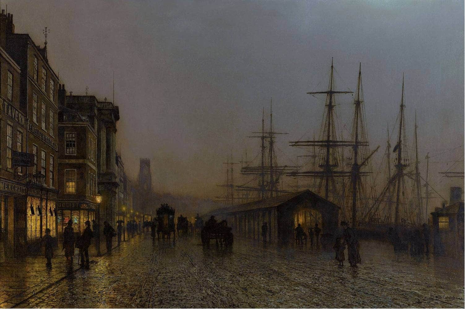 Glasgow, Saturday Night Painting John Atkinson Grimshaw Canvas Art - Image 5
