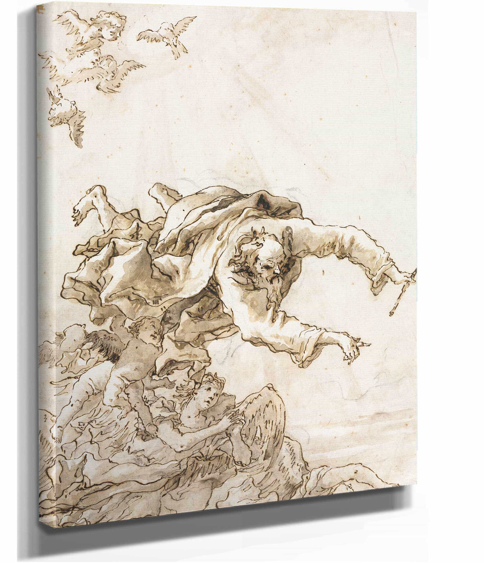 God The Father With Angels And Cherubs Or After by Giovanni Domenico Tiepolo - Image 2