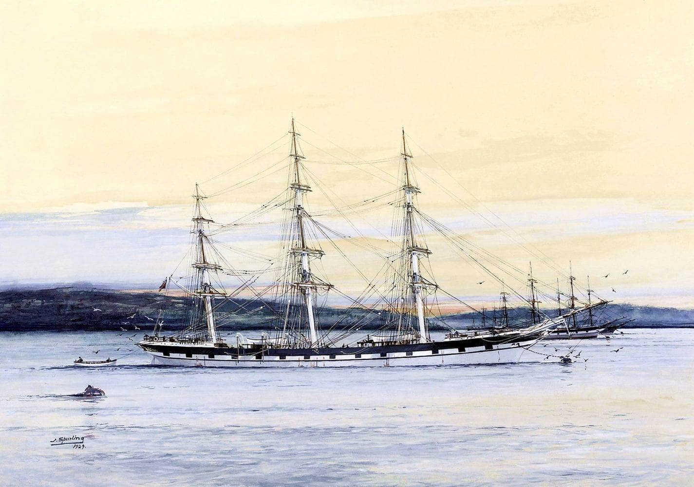 Golden Fleece Lying At Anchor Painting Jack Spurling Canvas Art - Image 5