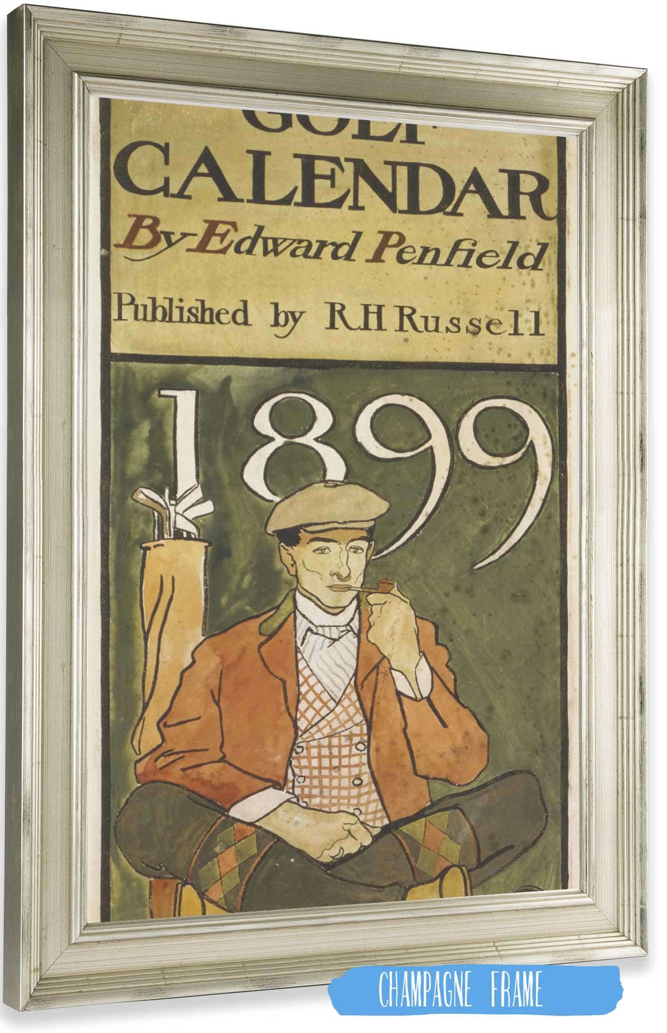 Golfer Seated By Clubs by Edward Penfield