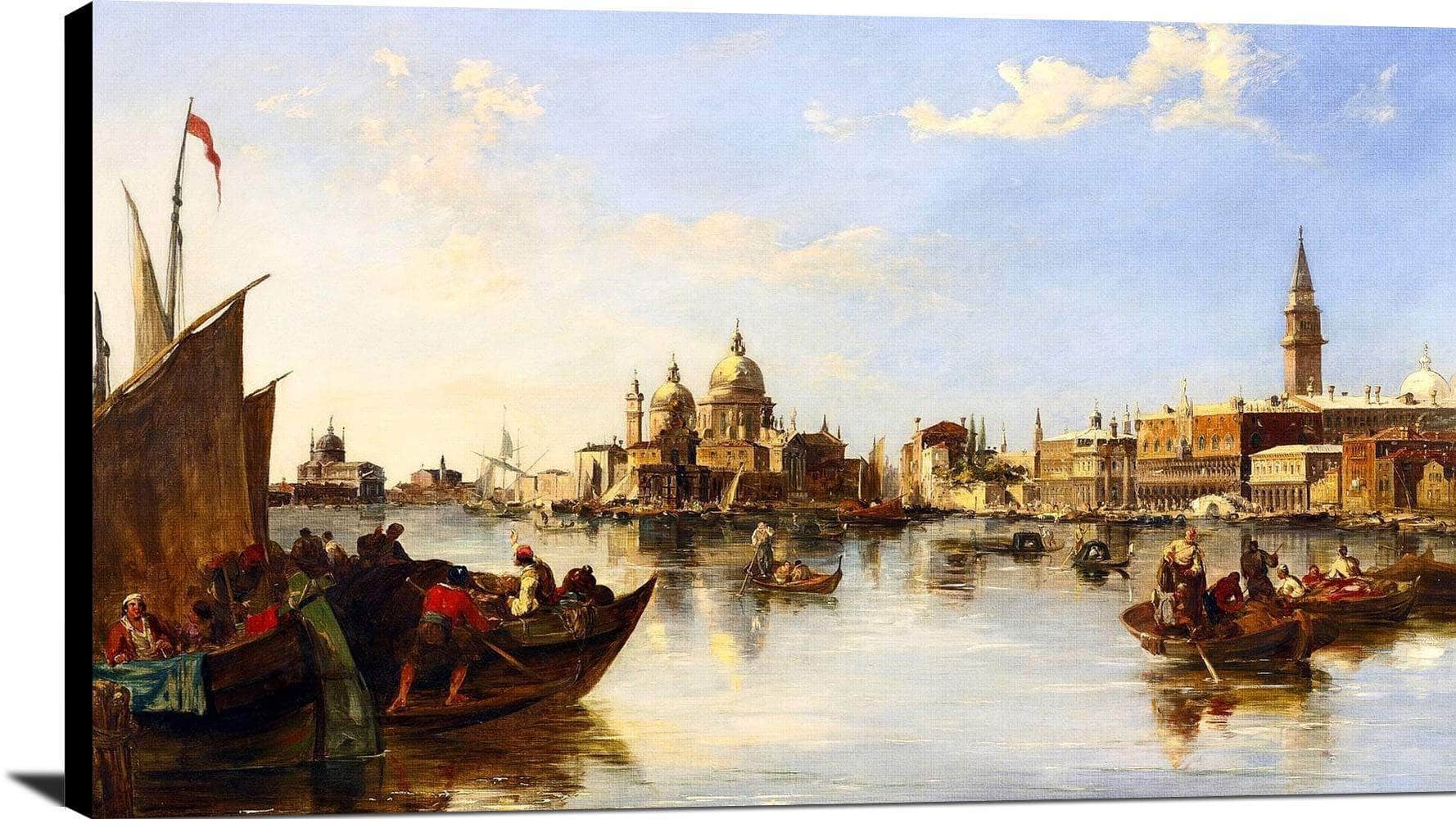 Gondolas Fishing Boats Grand Canal Venice Painting Edward Pritchett Canvas Art - Image 2
