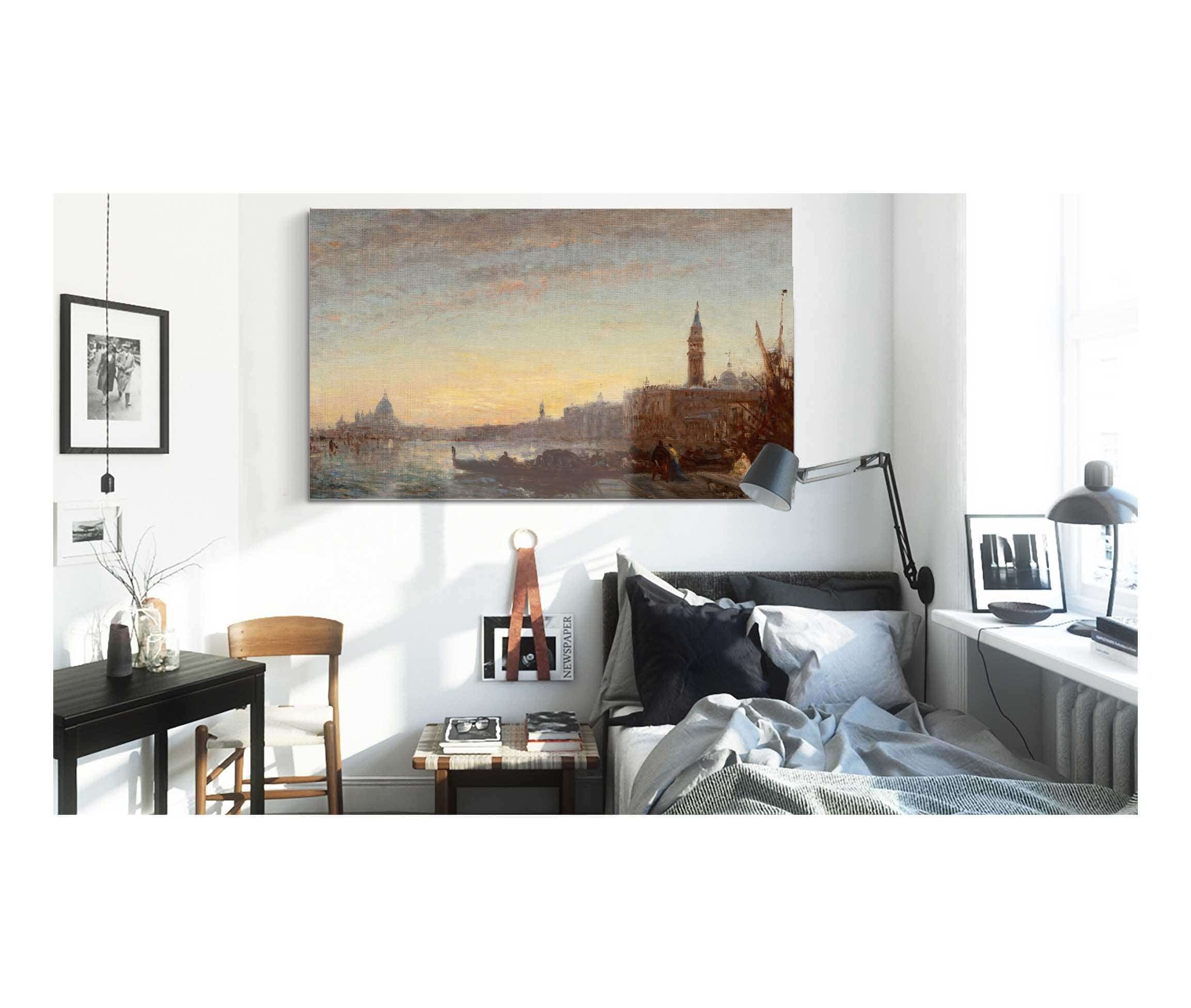 Gondoliers At Esclavons Quay Venice by Felix Ziem - Image 3