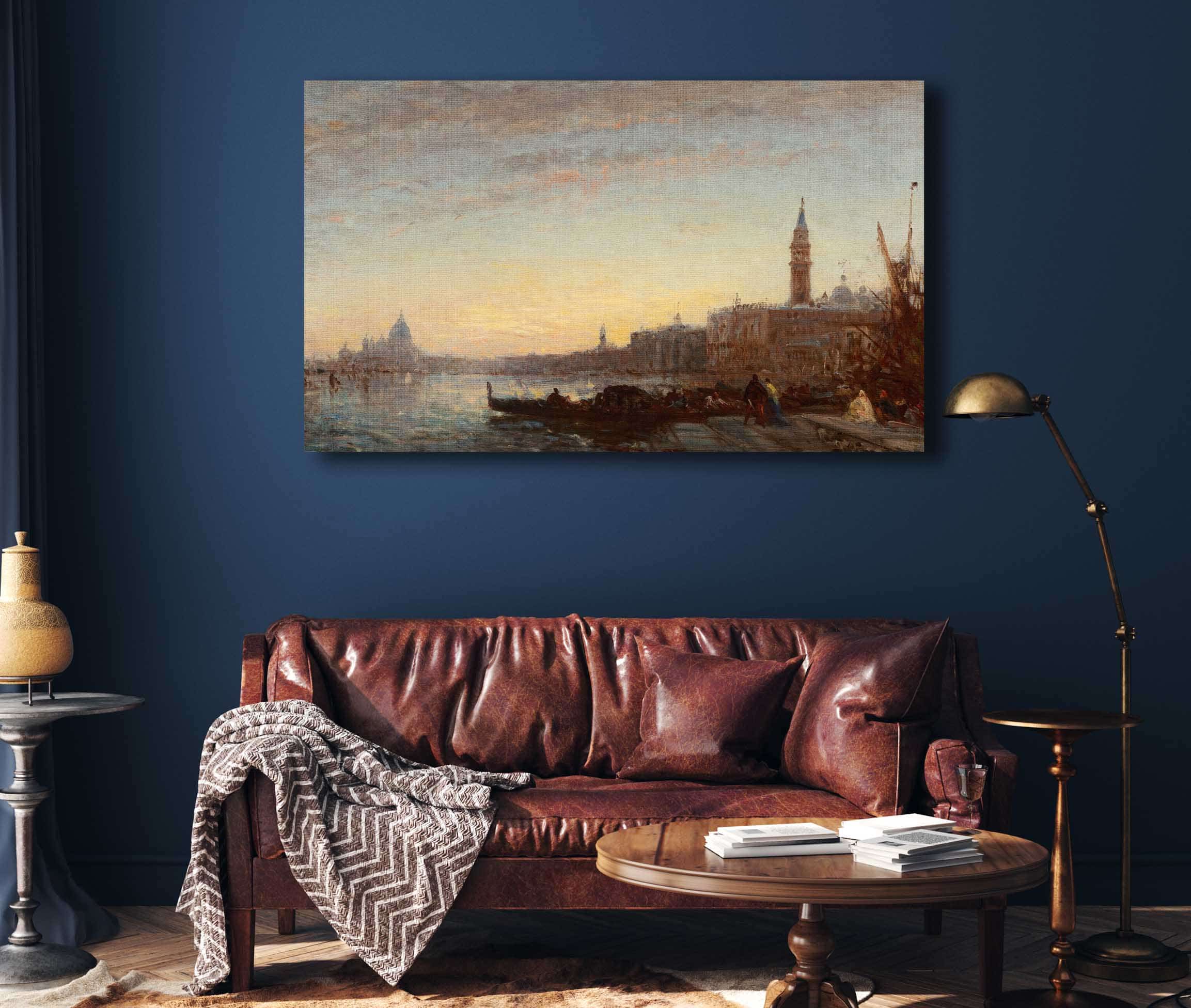 Gondoliers At Esclavons Quay Venice by Felix Ziem - Image 4