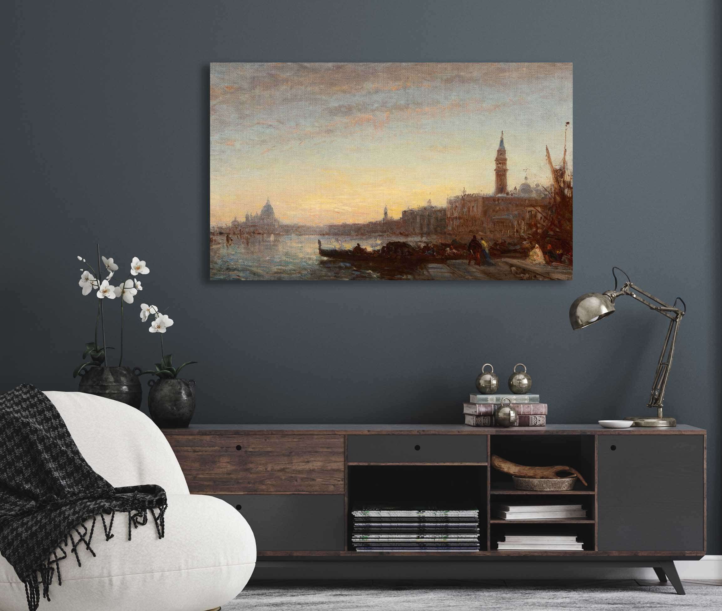 Gondoliers At Esclavons Quay Venice by Felix Ziem - Image 5