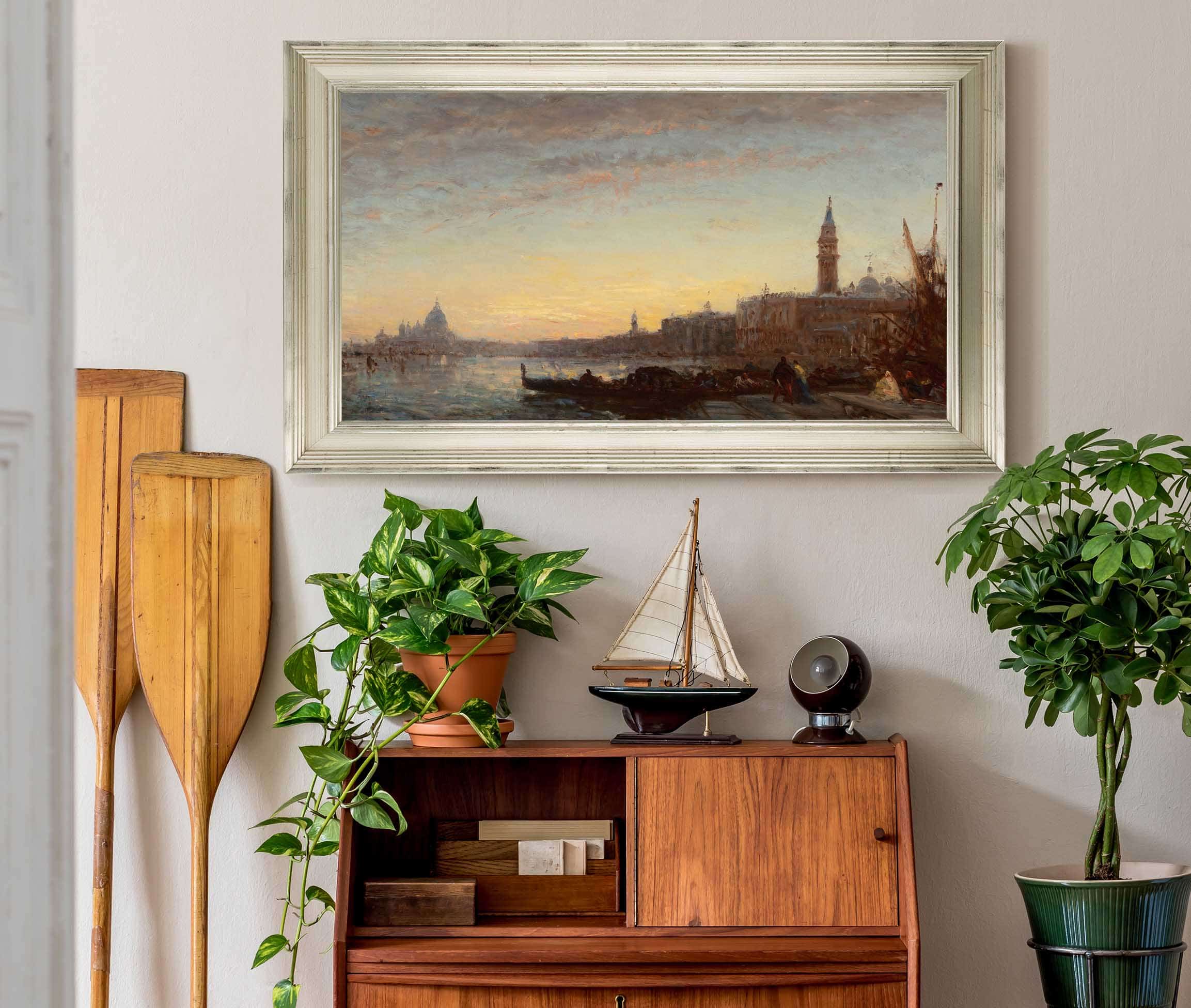 Gondoliers At Esclavons Quay Venice by Felix Ziem - Image 6