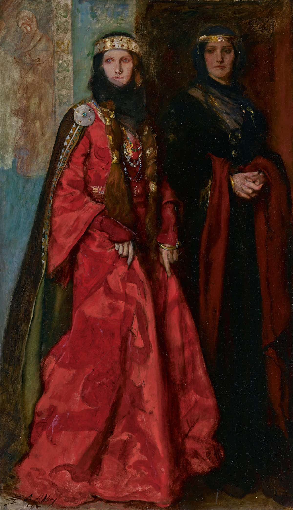 Goneril And Regan King Lear Act I Scene I by Edwin Austin Abbey - Image 3