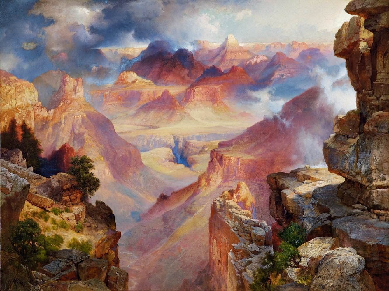 Grand Canyon Of Arizona At Sunset Painting Thomas Moran Canvas Art - Image 5