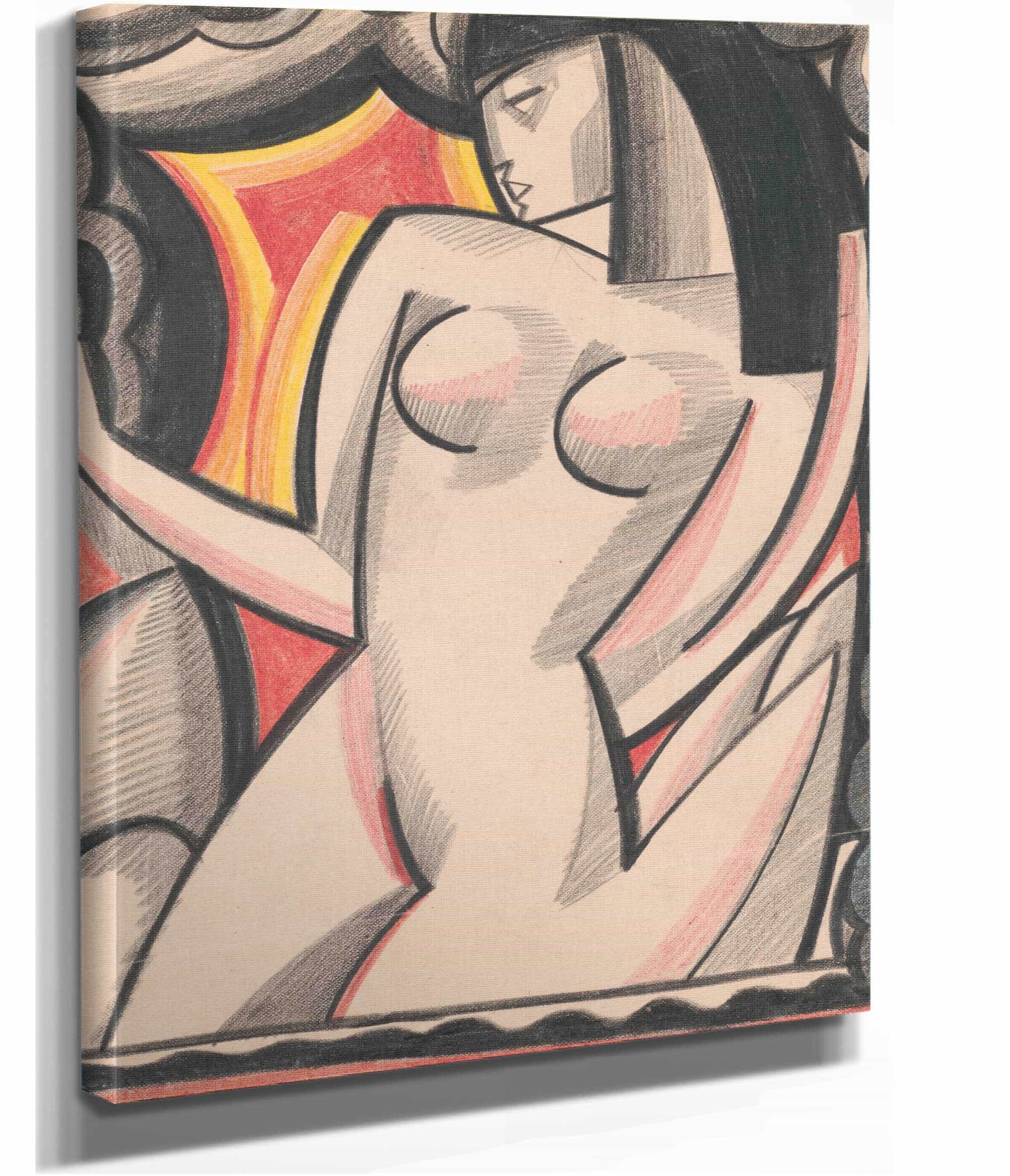 Graphic Design Of Nude Female Cubist Composition Drawing by Winold Reiss - Image 2