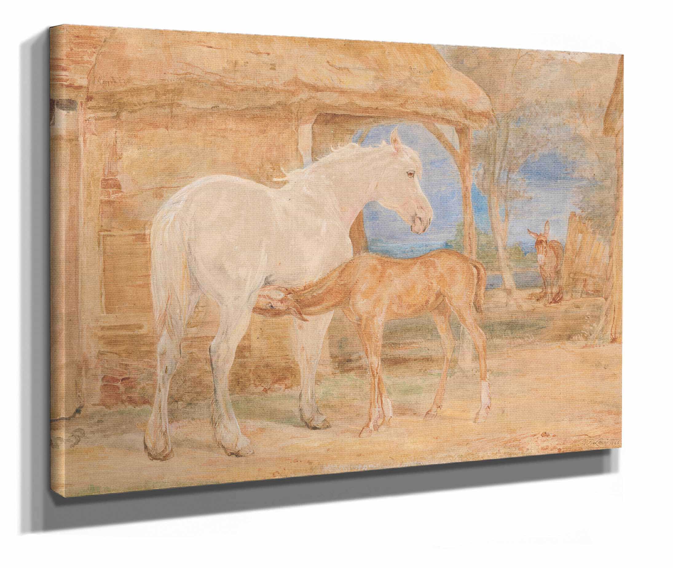 Gray Mare And A Chestnut Foal by John Frederick Lewis - Image 2