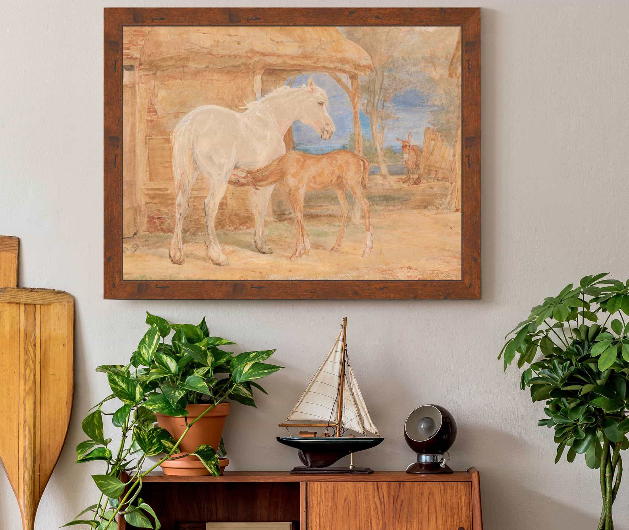 Gray Mare And A Chestnut Foal by John Frederick Lewis - Image 3