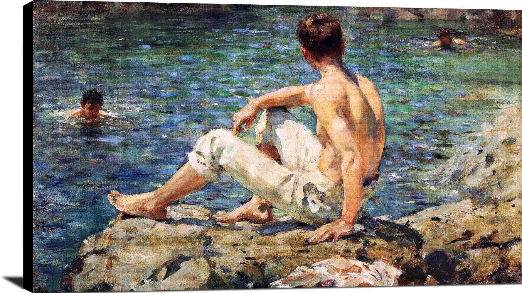 Green And Gold Painting Henry Scott Tuke Canvas Art - Image 2