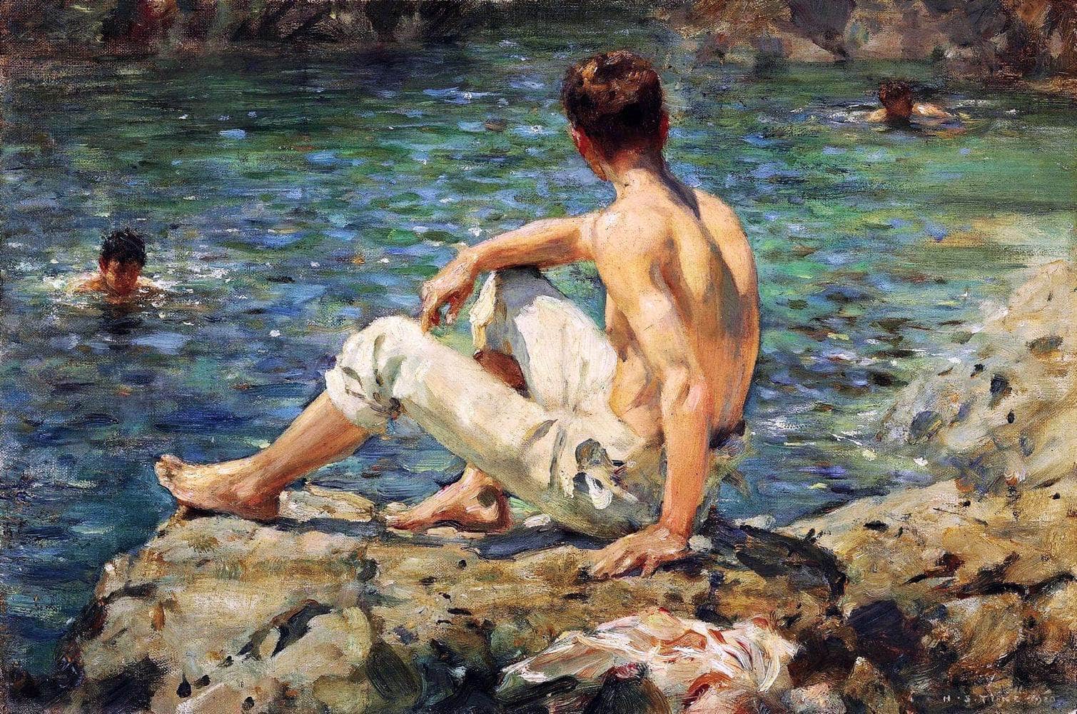 Green And Gold Painting Henry Scott Tuke Canvas Art - Image 5