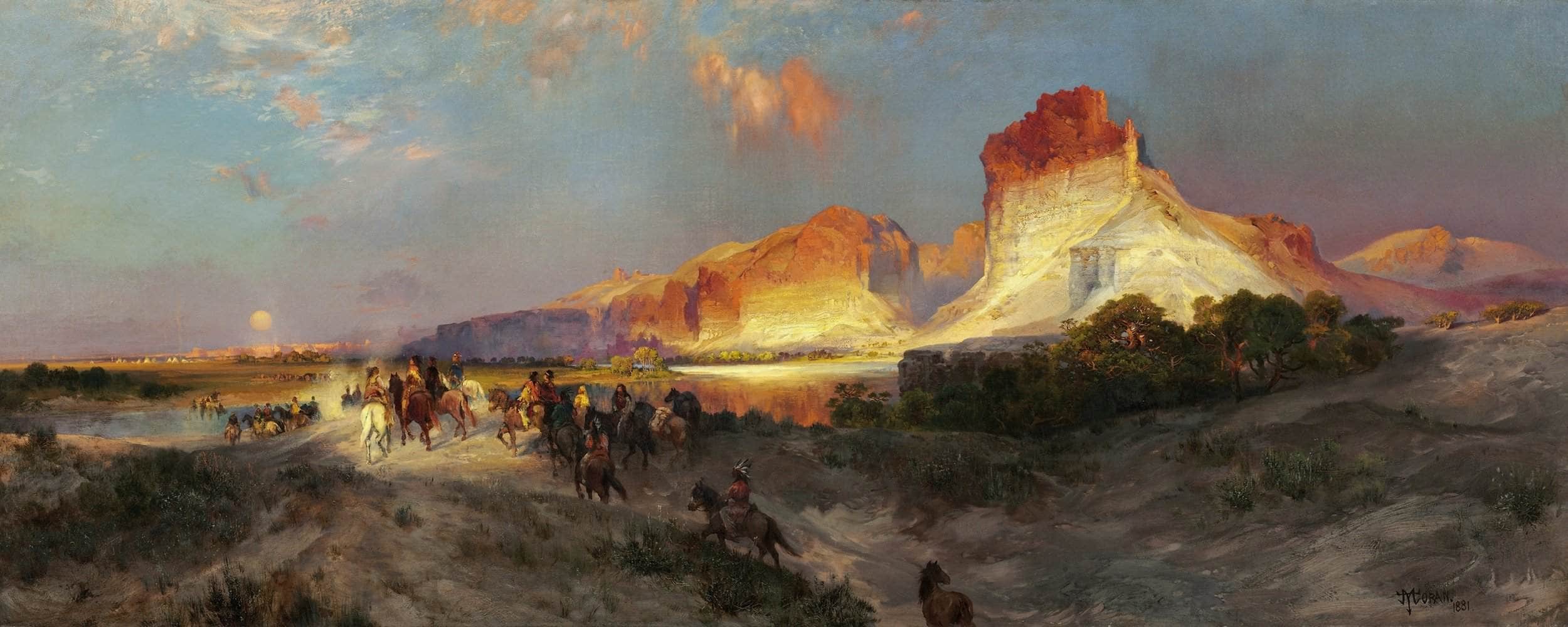Green River Cliffs Wyoming Painting Thomas Moran Canvas Art