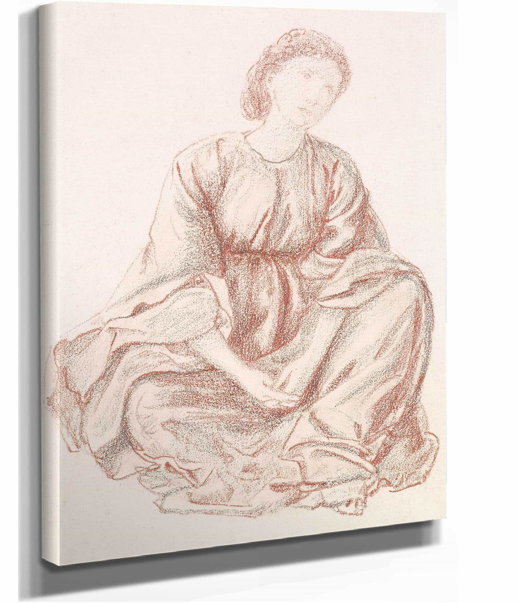 Green Summer Drapery Study For The Central Figure by Sir Edward Coley Burne Jones - Image 2