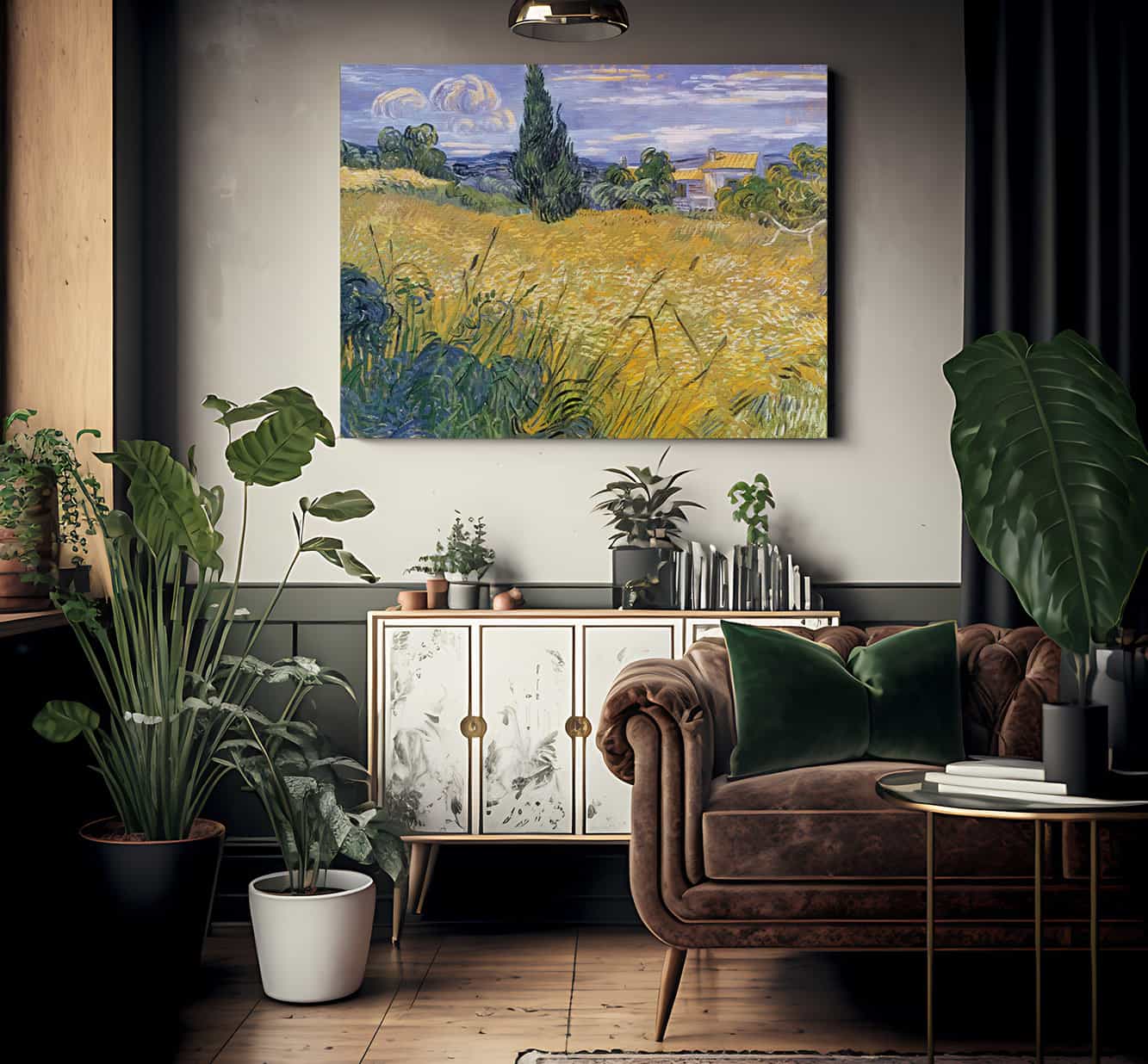 Green Wheat Field With Cypress By Vincent Van Gogh - Image 2