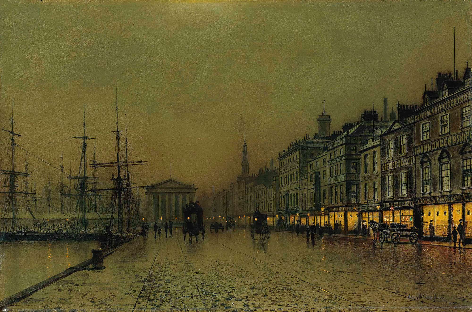 Greenock Dockside By Night by John Atkinson Grimshaw
