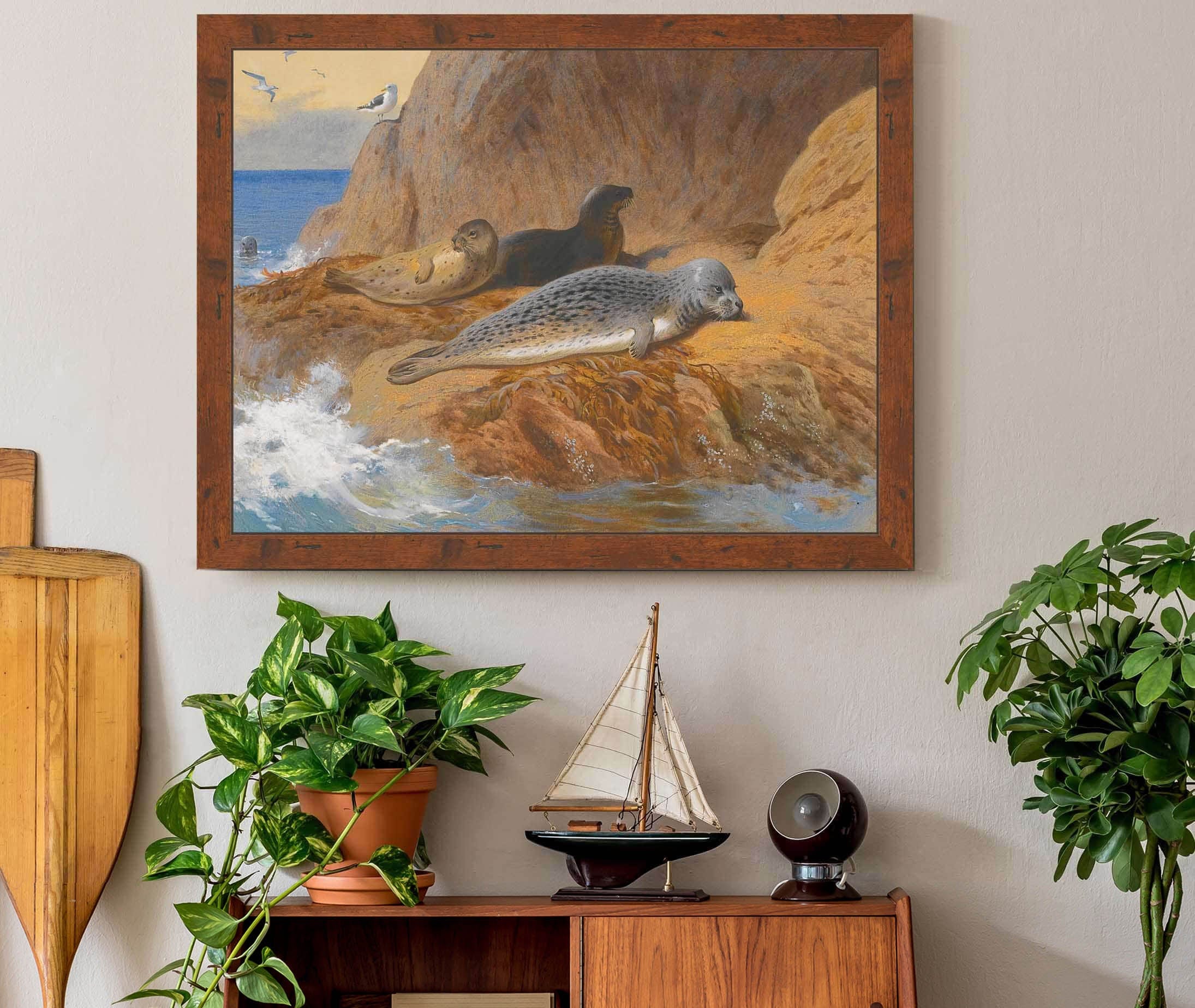 Grey And Harbour Seals At Rest by Archibald Thorburn - Image 3