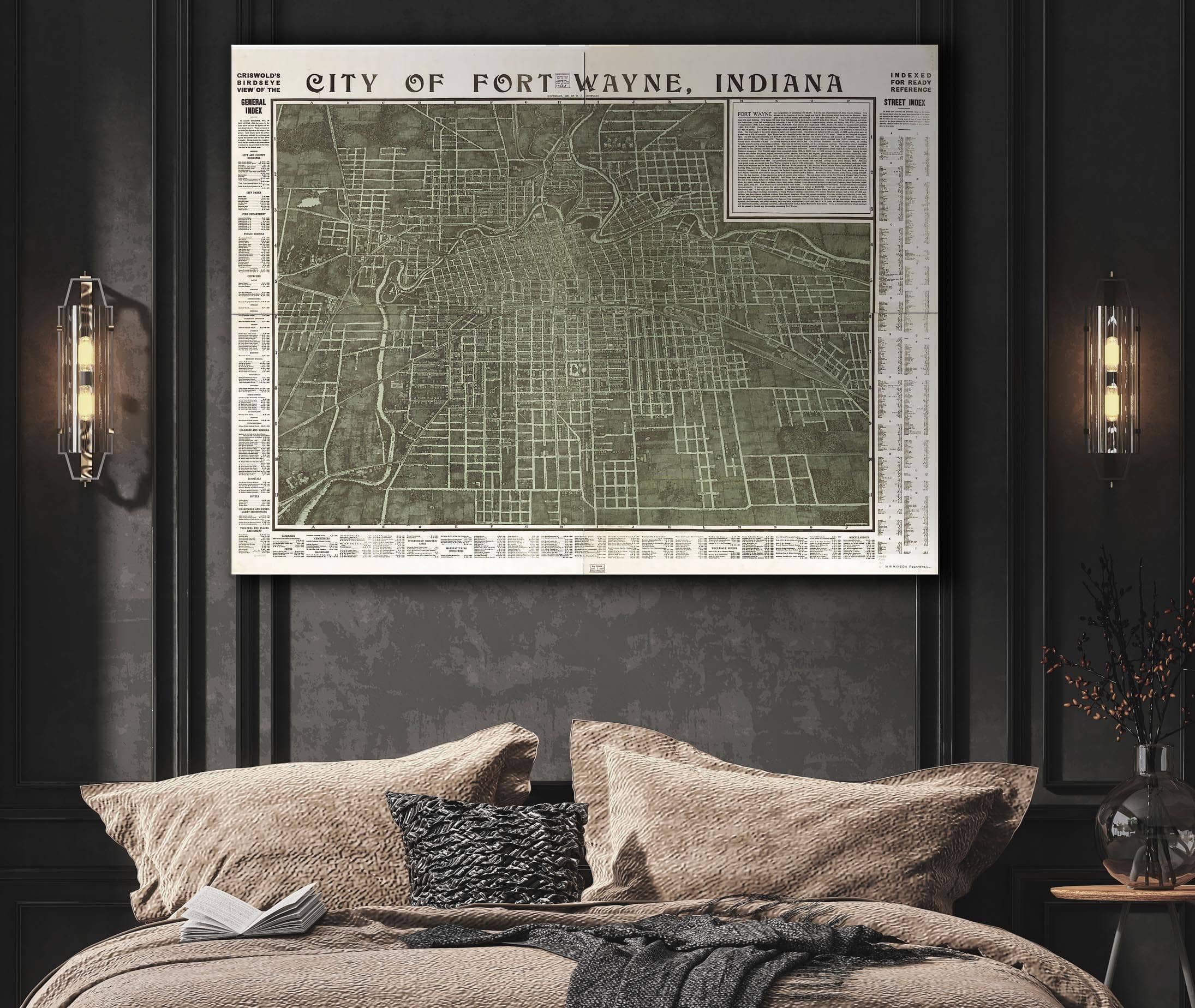 Griswolds Birdseye View Of The City Of Fort Wayne Indiana Indexed For Ready Reference State of Indiana - Image 3