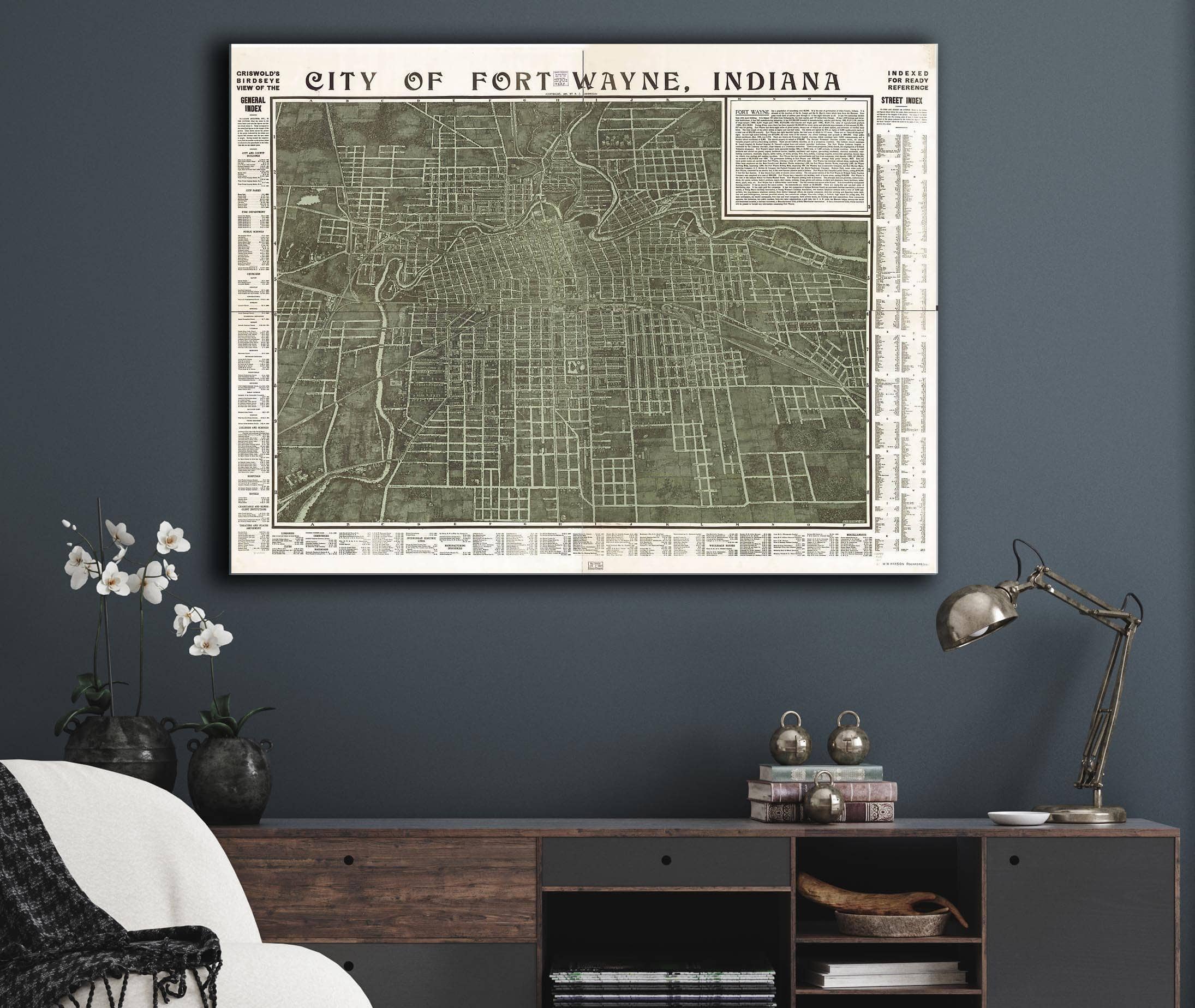 Griswolds Birdseye View Of The City Of Fort Wayne Indiana Indexed For Ready Reference State of Indiana - Image 6