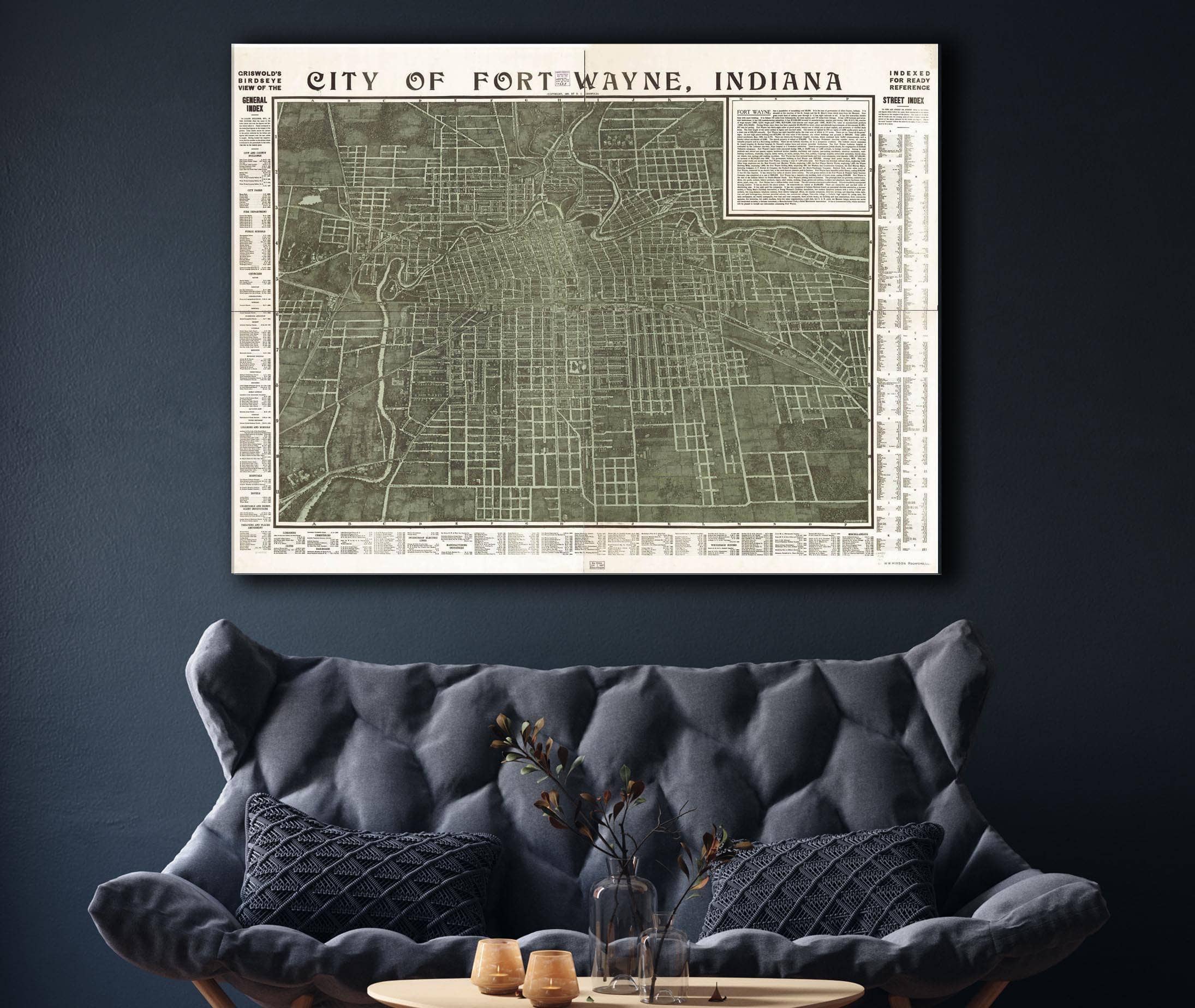 Griswolds Birdseye View Of The City Of Fort Wayne Indiana Indexed For Ready Reference State of Indiana - Image 7