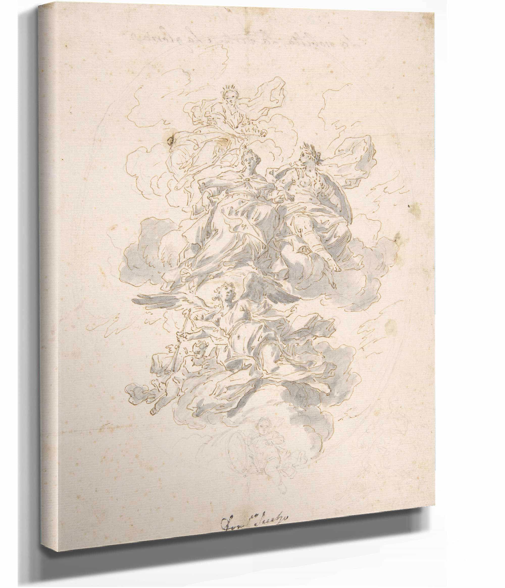 Group Of Allegorical Figures Sketch For A Ceiling Decoration by Francesco Solimena - Image 2