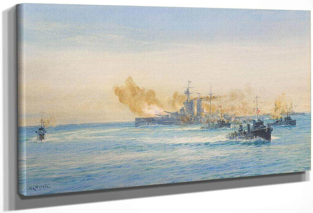 H.M.S Queen Elizabeth And Other Naval Vessels At Sea By William Lionel Wyllie