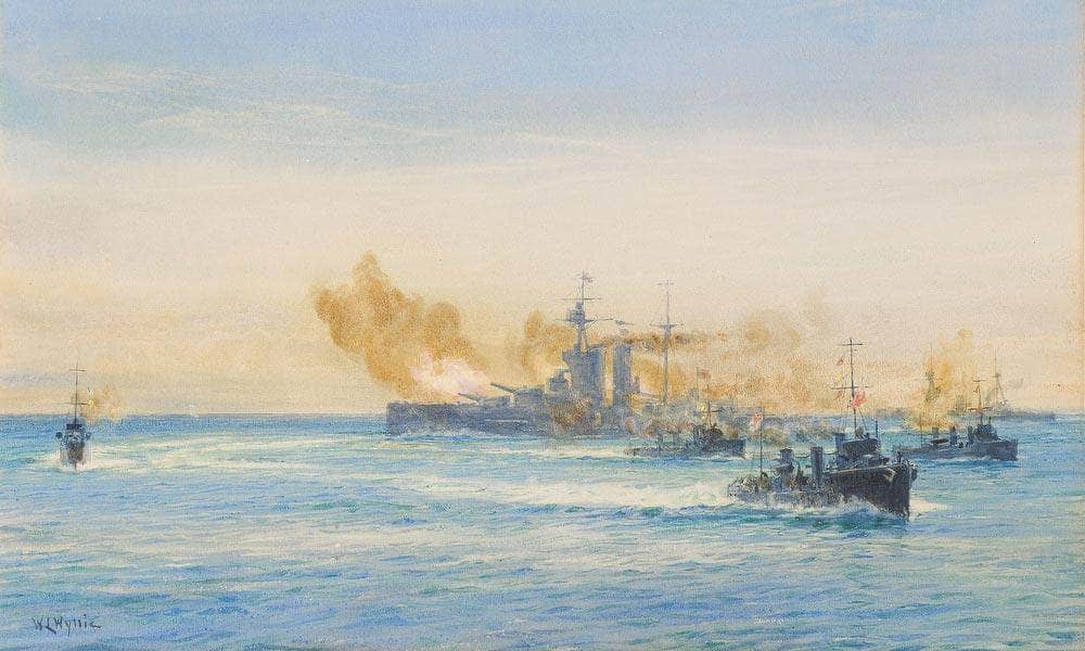 H.M.S Queen Elizabeth And Other Naval Vessels At Sea By William Lionel Wyllie - Image 5