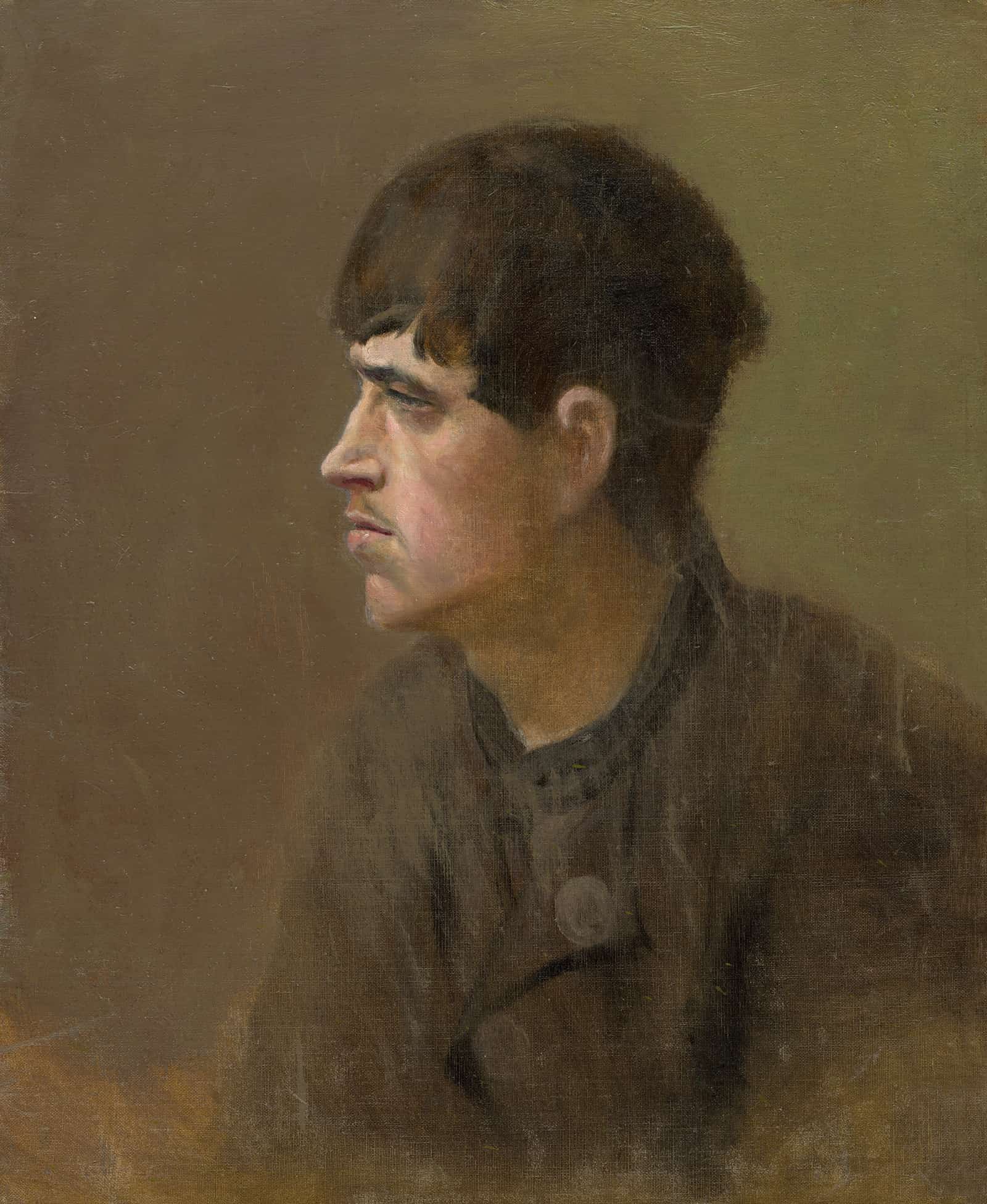 Half Figure Of A Young Man From Profile by Ladislav Mednyanszky