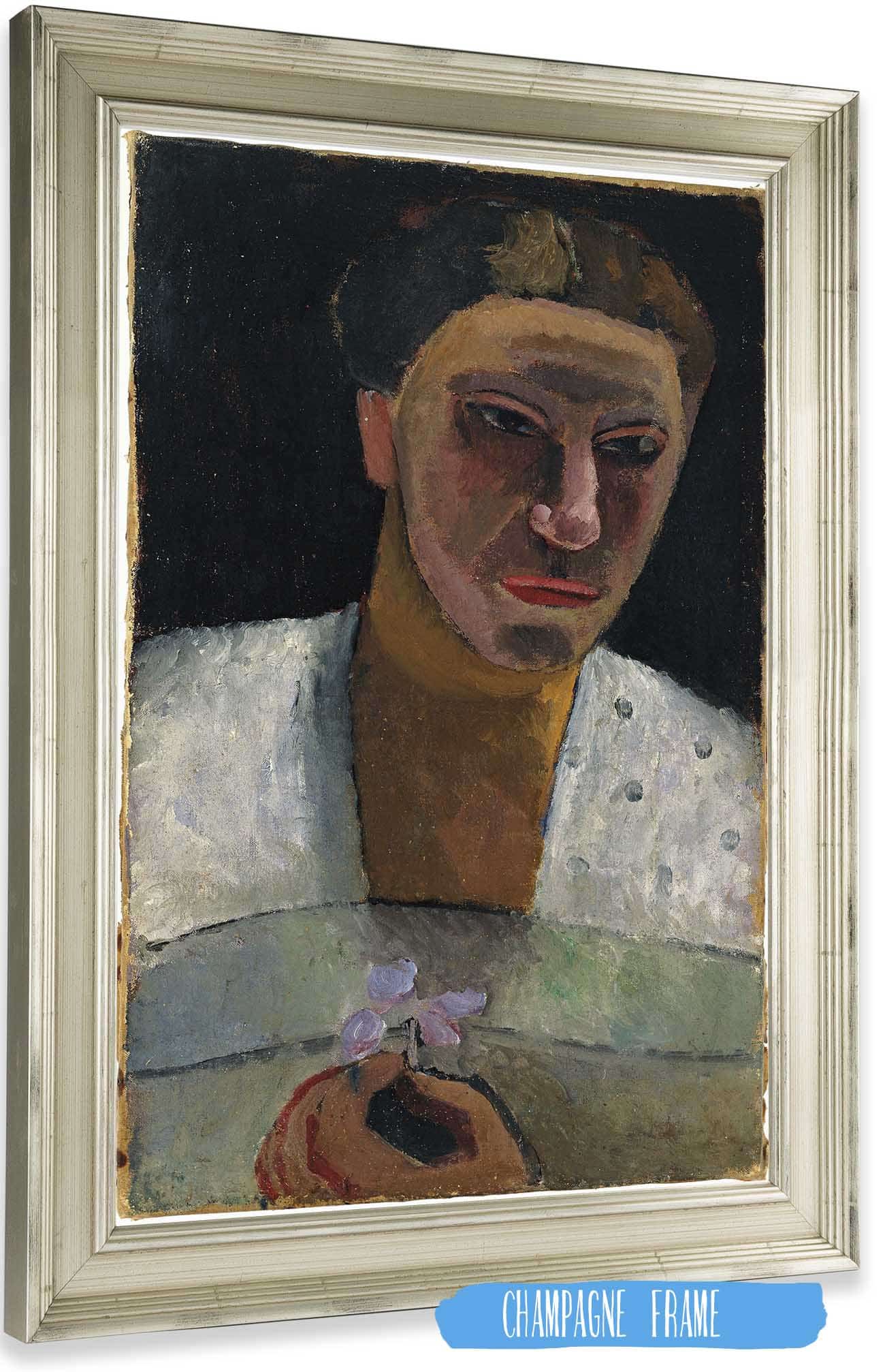 Half Length Portrait Of Lee Hoetger With Flower by Paula Modersohn Becker