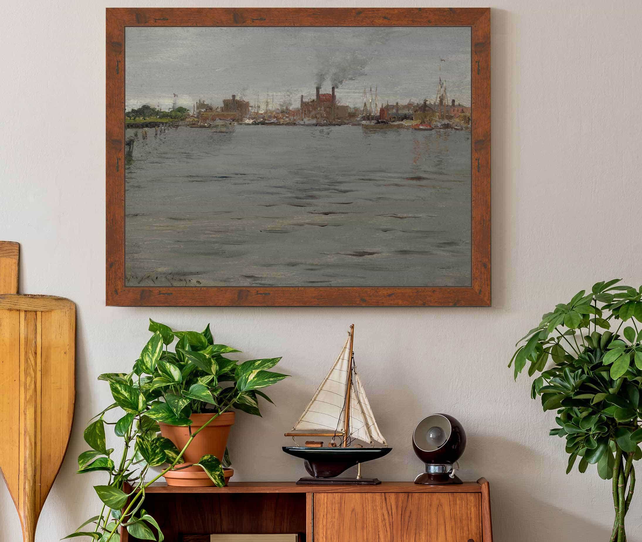 Harbor Scene Brooklyn Docks by William Merritt Chase - Image 3